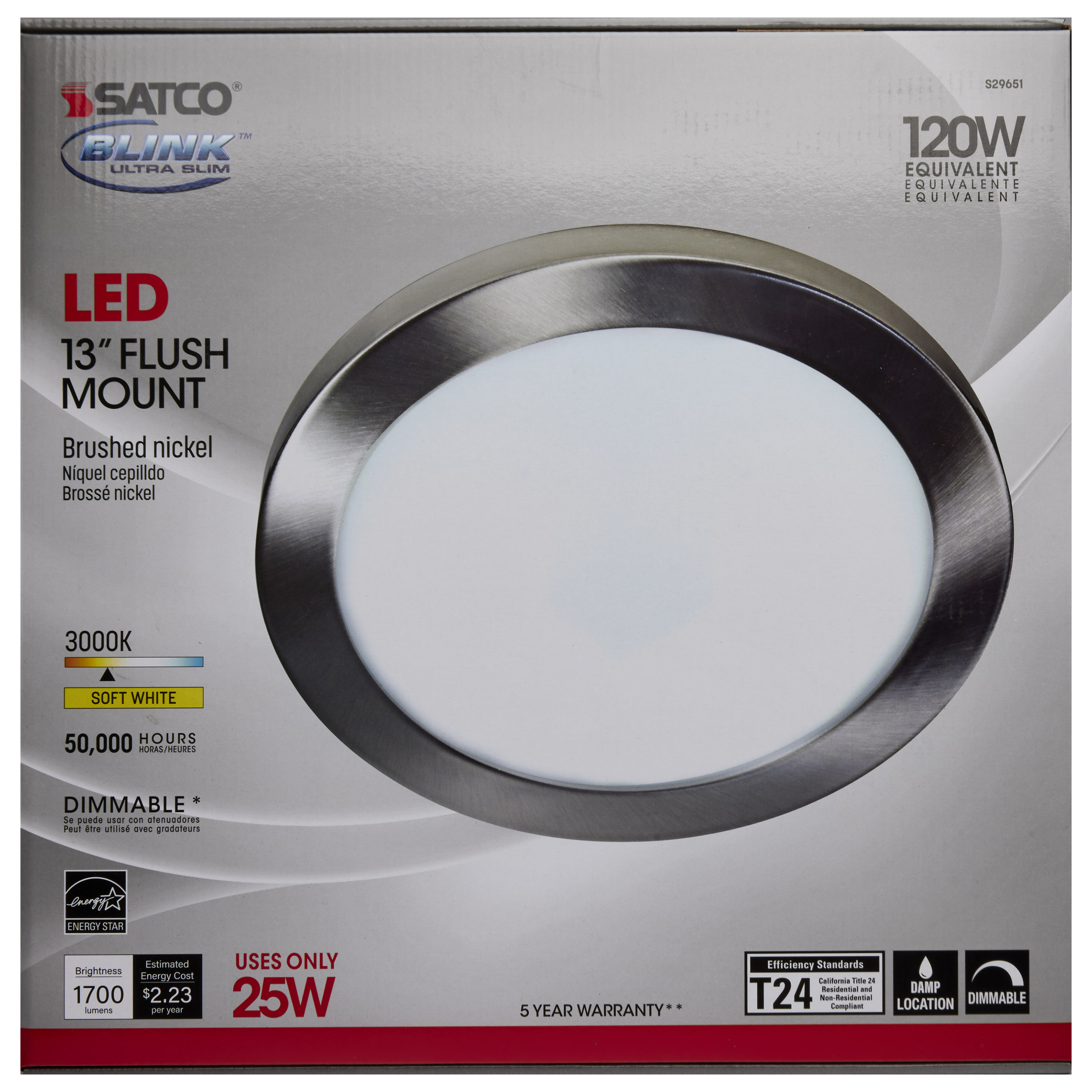 25W/LED/13"FLUSH/30K/RD/BN - S29651