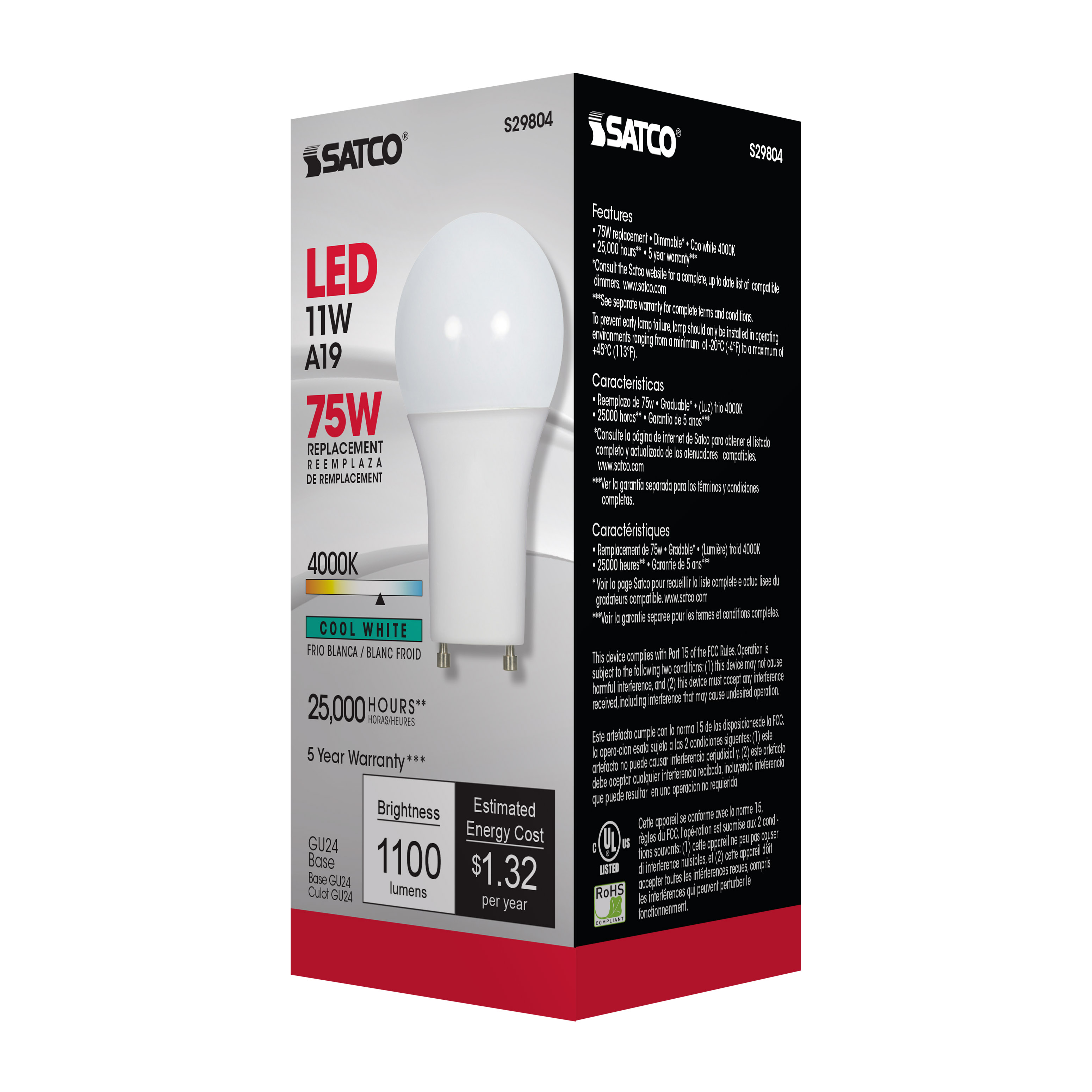 11A19/LED/4000K/120V/D/GU24 - S29804