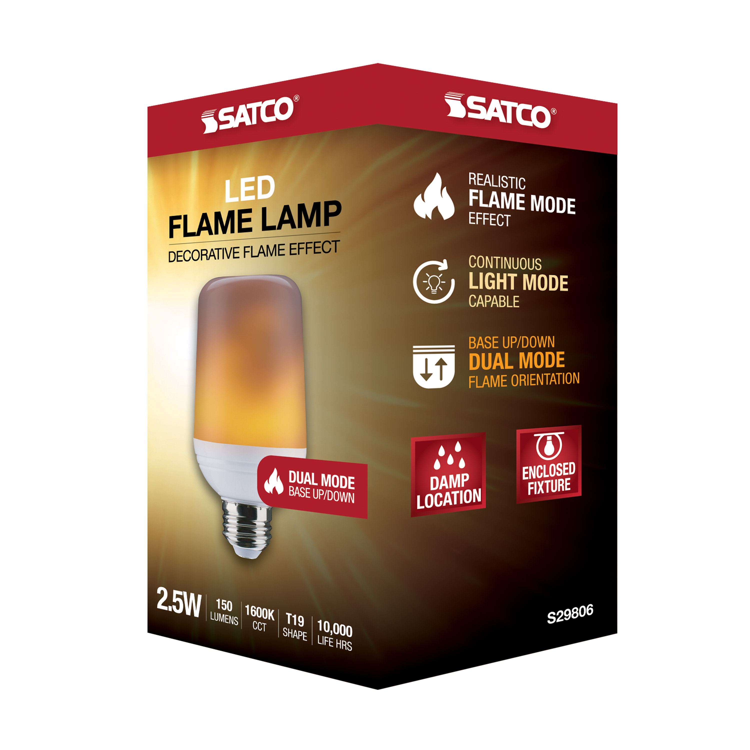 2.5/LED/T19/FLAME/816/120V/E26 - S29806