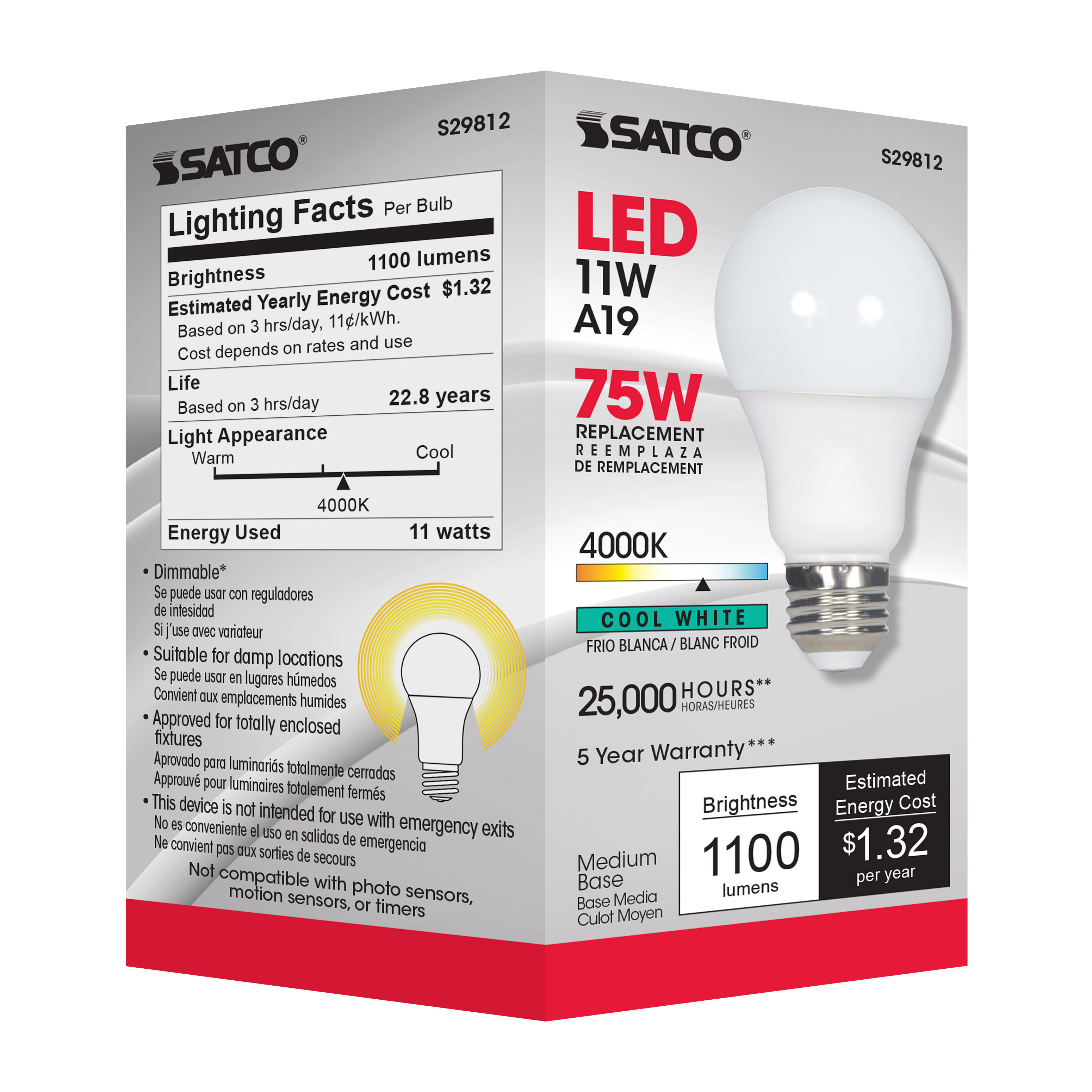 11A19/LED/4000K/1100L/120V/D - S29812