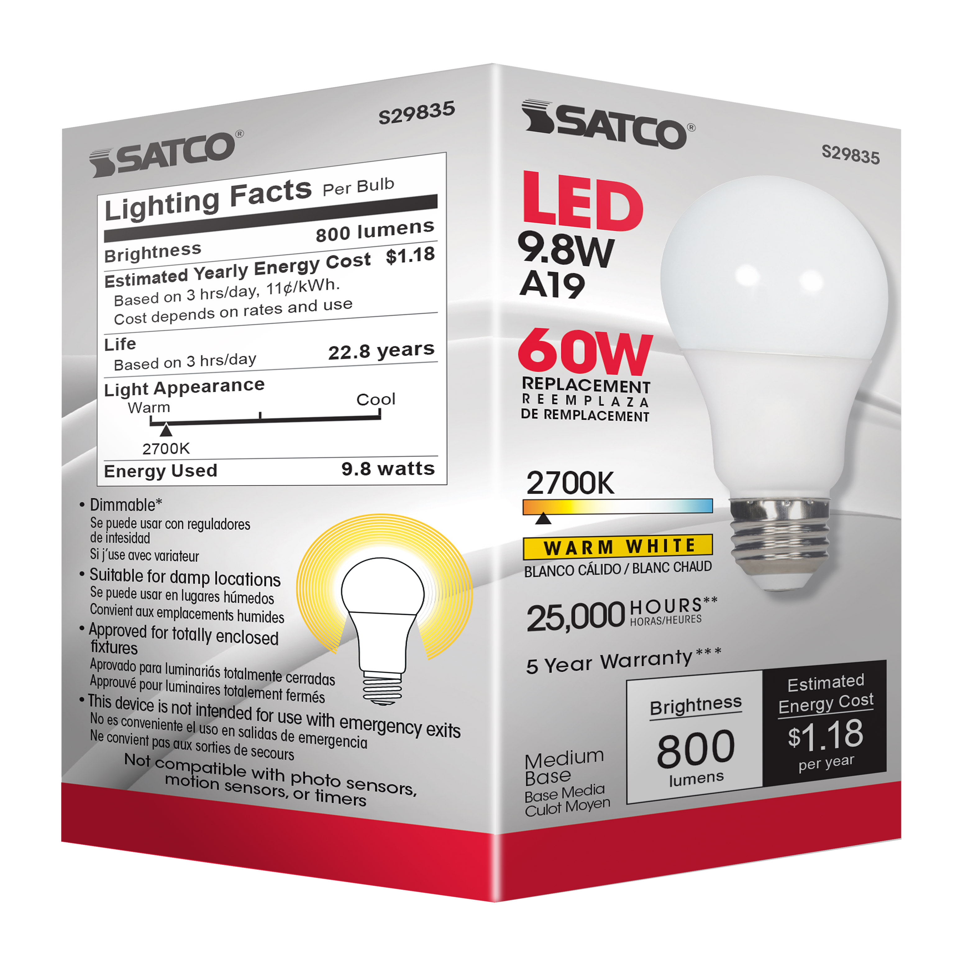 9.8A19/OMNI/220/LED/27K - S29835