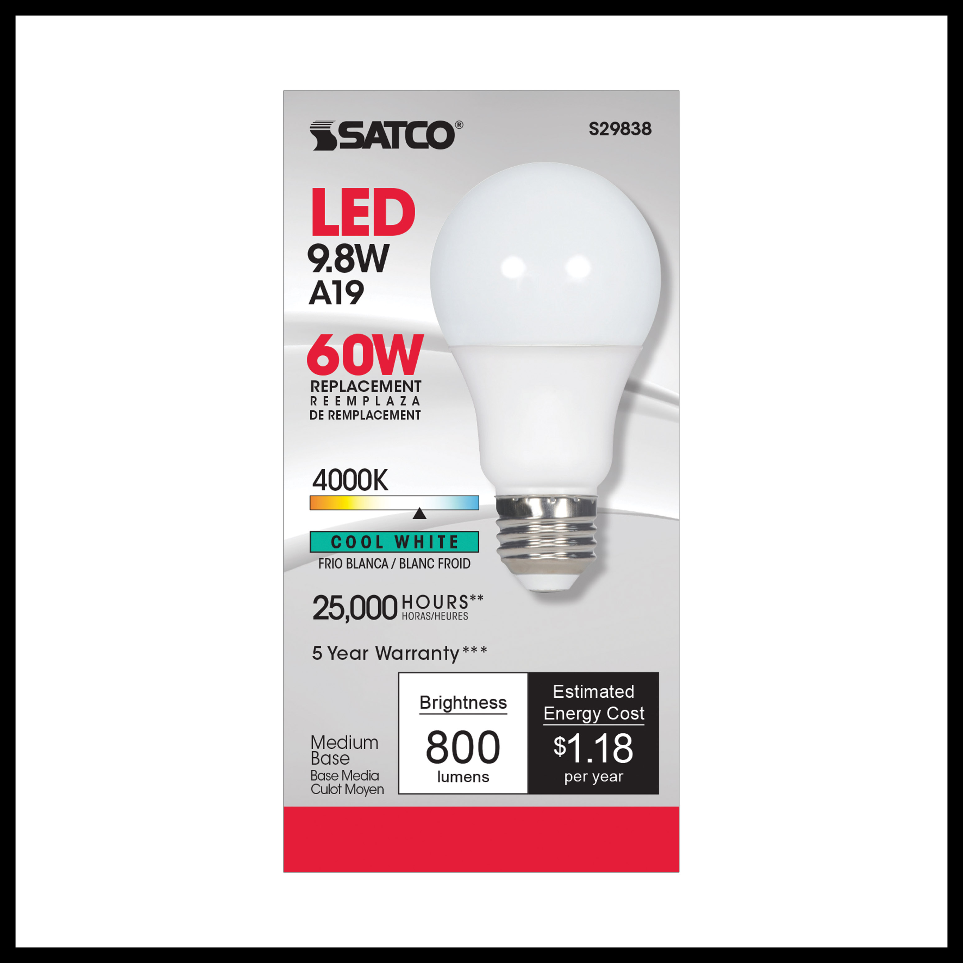 9.8A19/OMNI/220/LED/40K - S29838