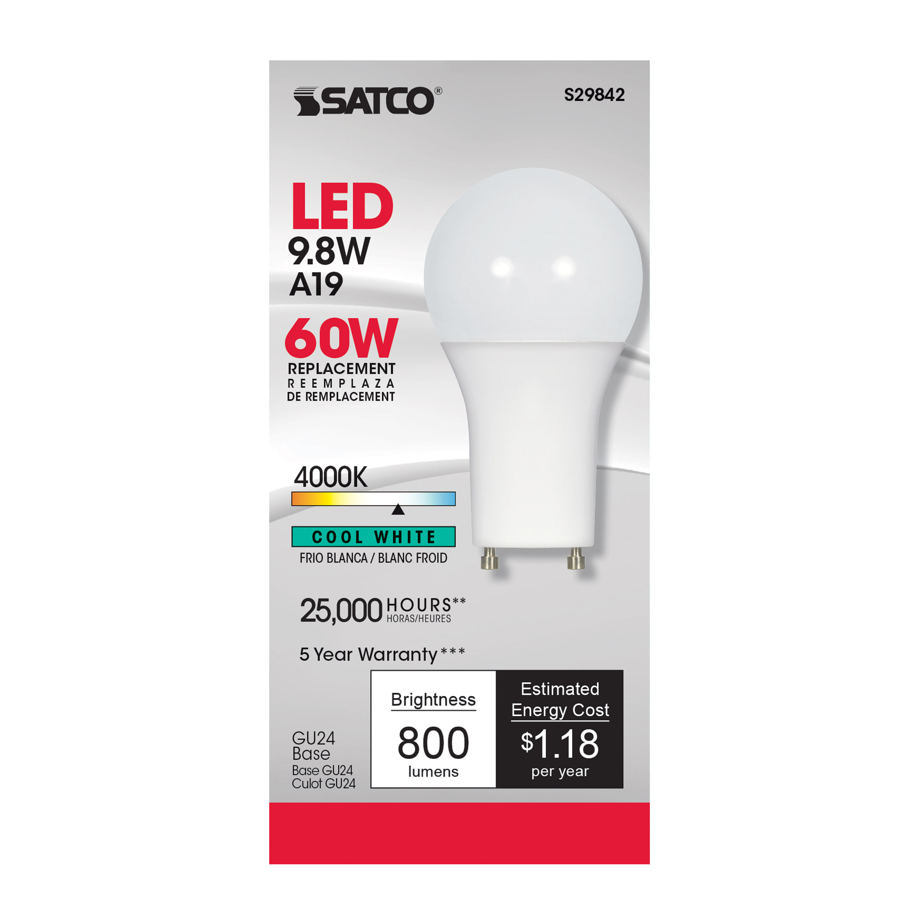 9.8A19/OMNI/220/LED/40K/GU24 - S29842