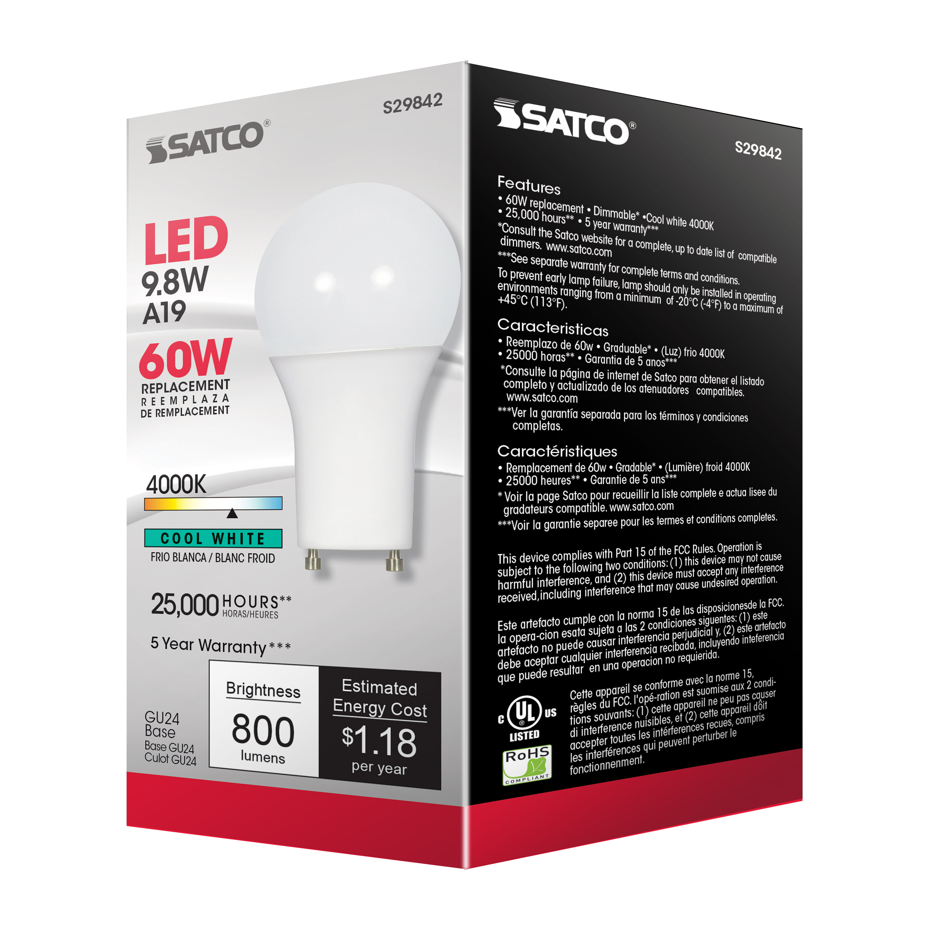 9.8A19/OMNI/220/LED/40K/GU24 - S29842