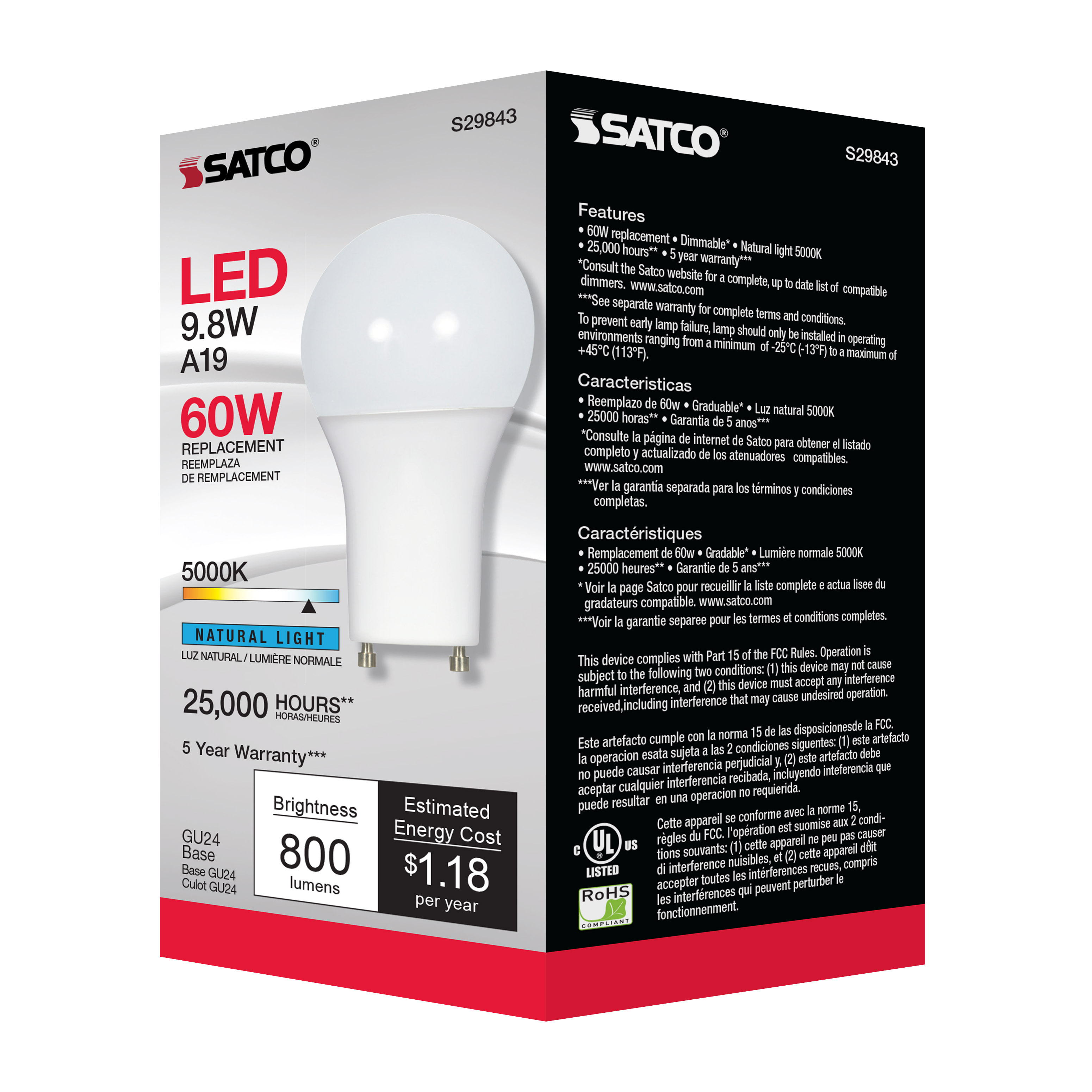 9.8A19/OMNI/220/LED/50K/GU24 - S29843