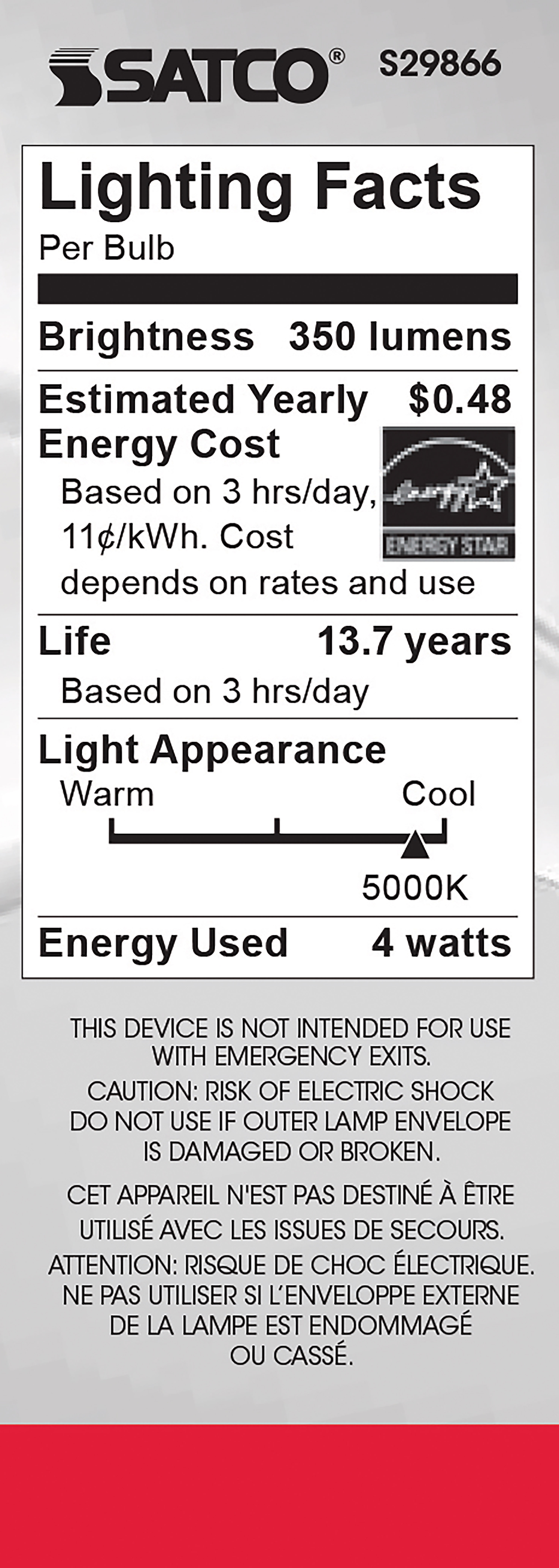 4W CTC/LED/50K/CL/120V - S29866