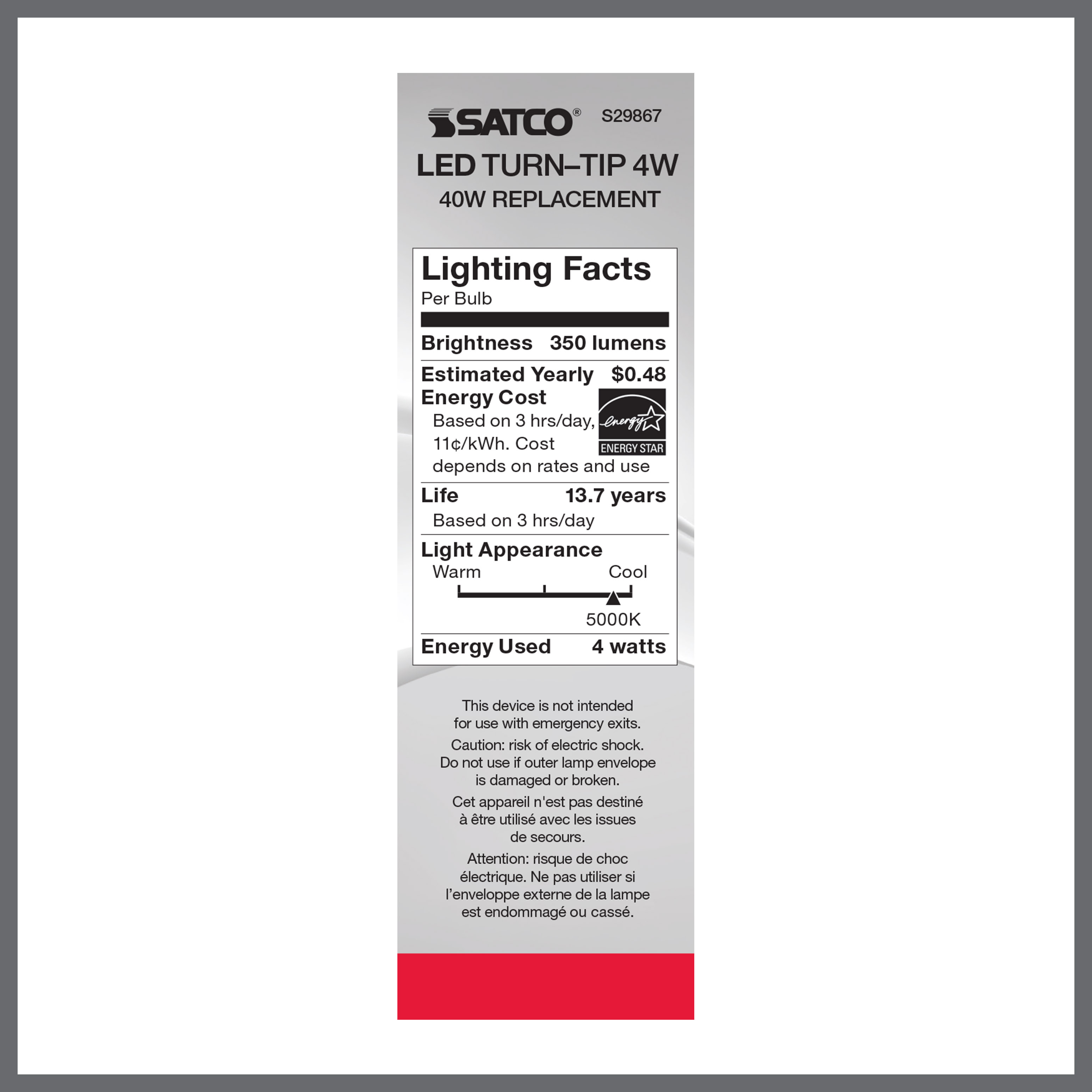 4W CFC/LED/50K/CL/120V - S29867