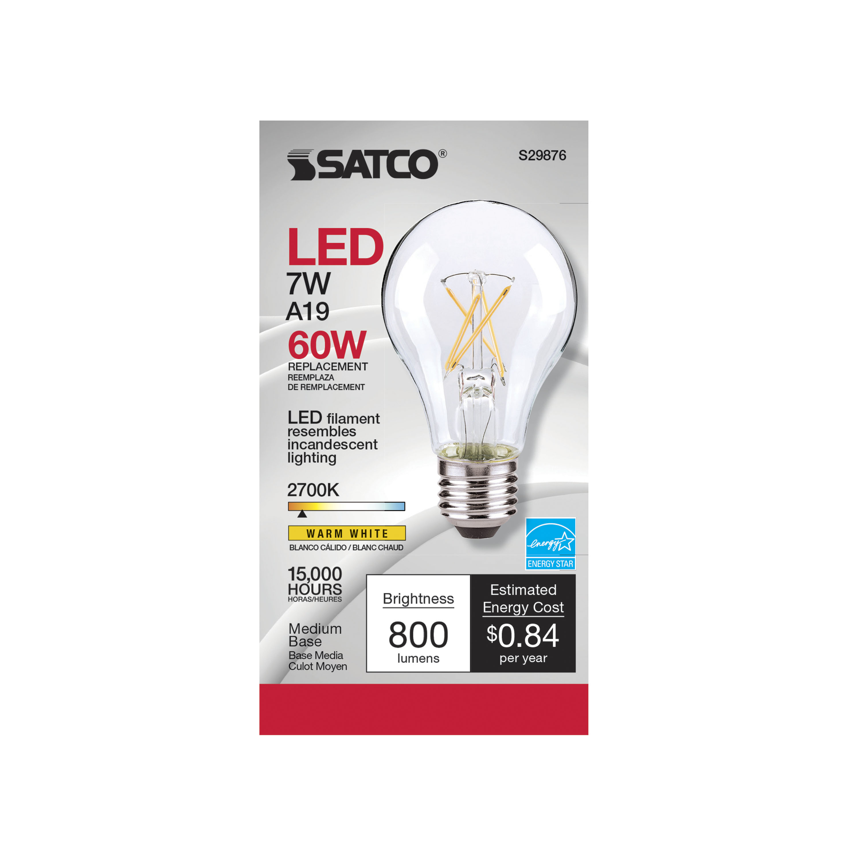 7A19/CL/LED/E26/27K/ES/120V - S29876