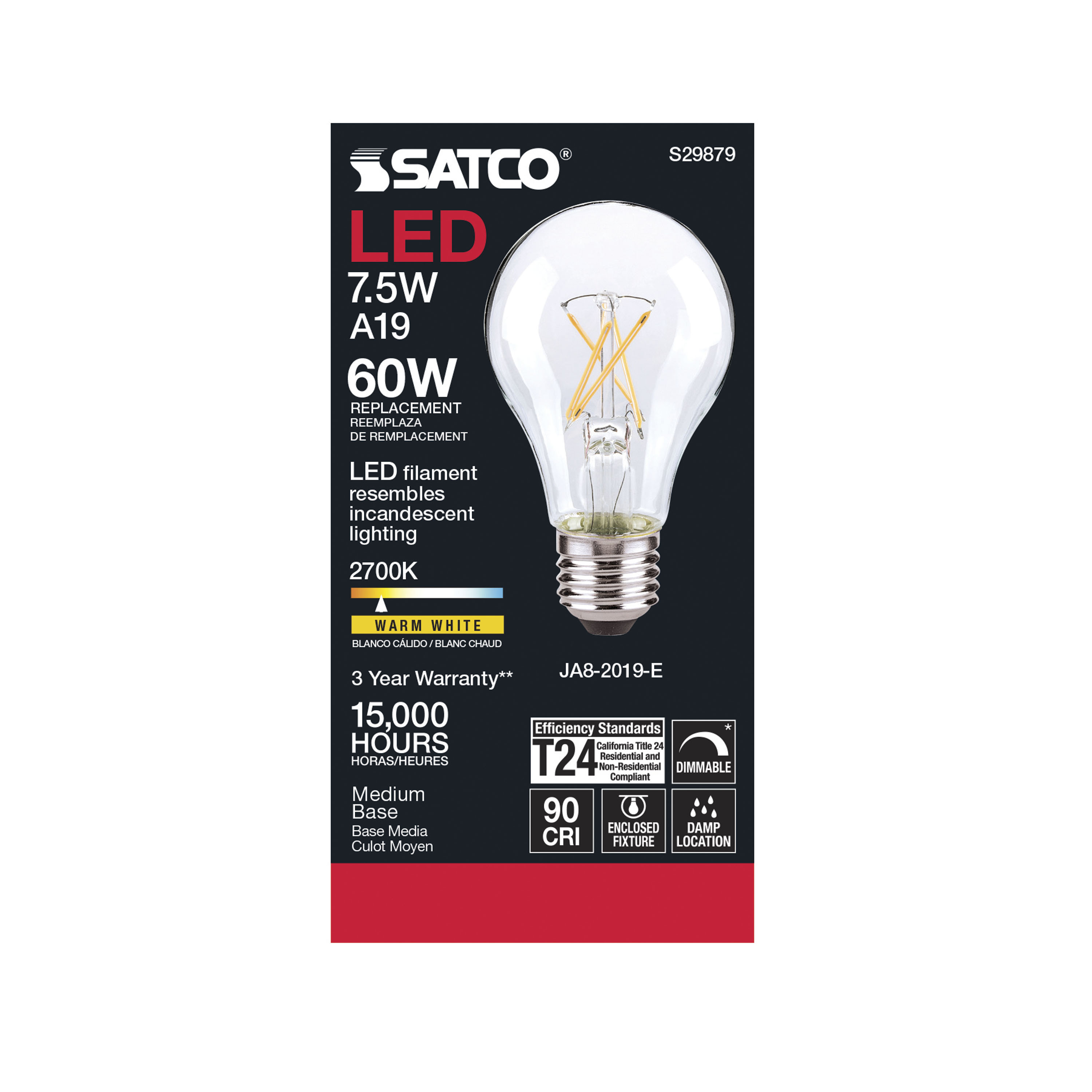 8A19/CL/LED/E26/27K/90CRI - S29879