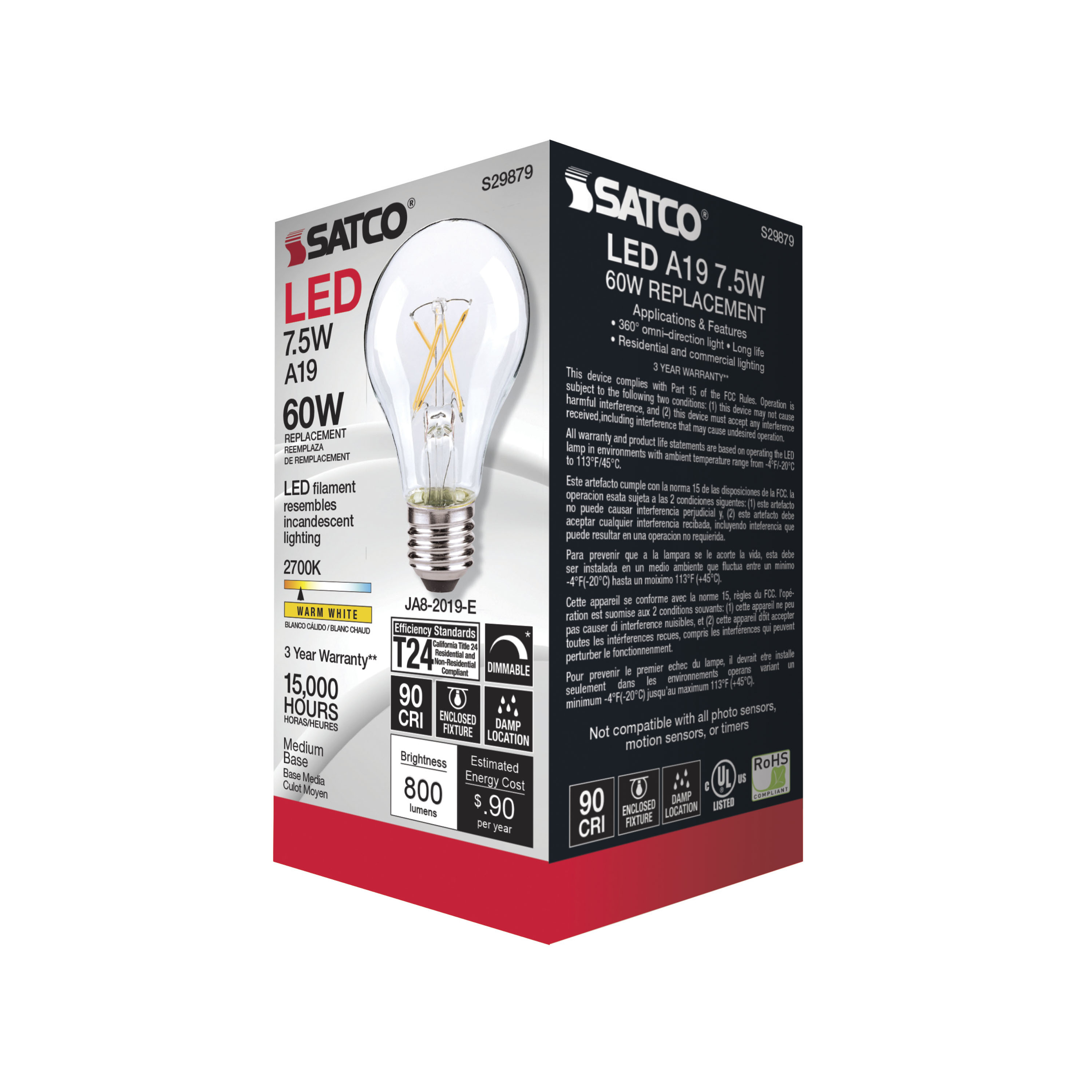 8A19/CL/LED/E26/27K/90CRI - S29879