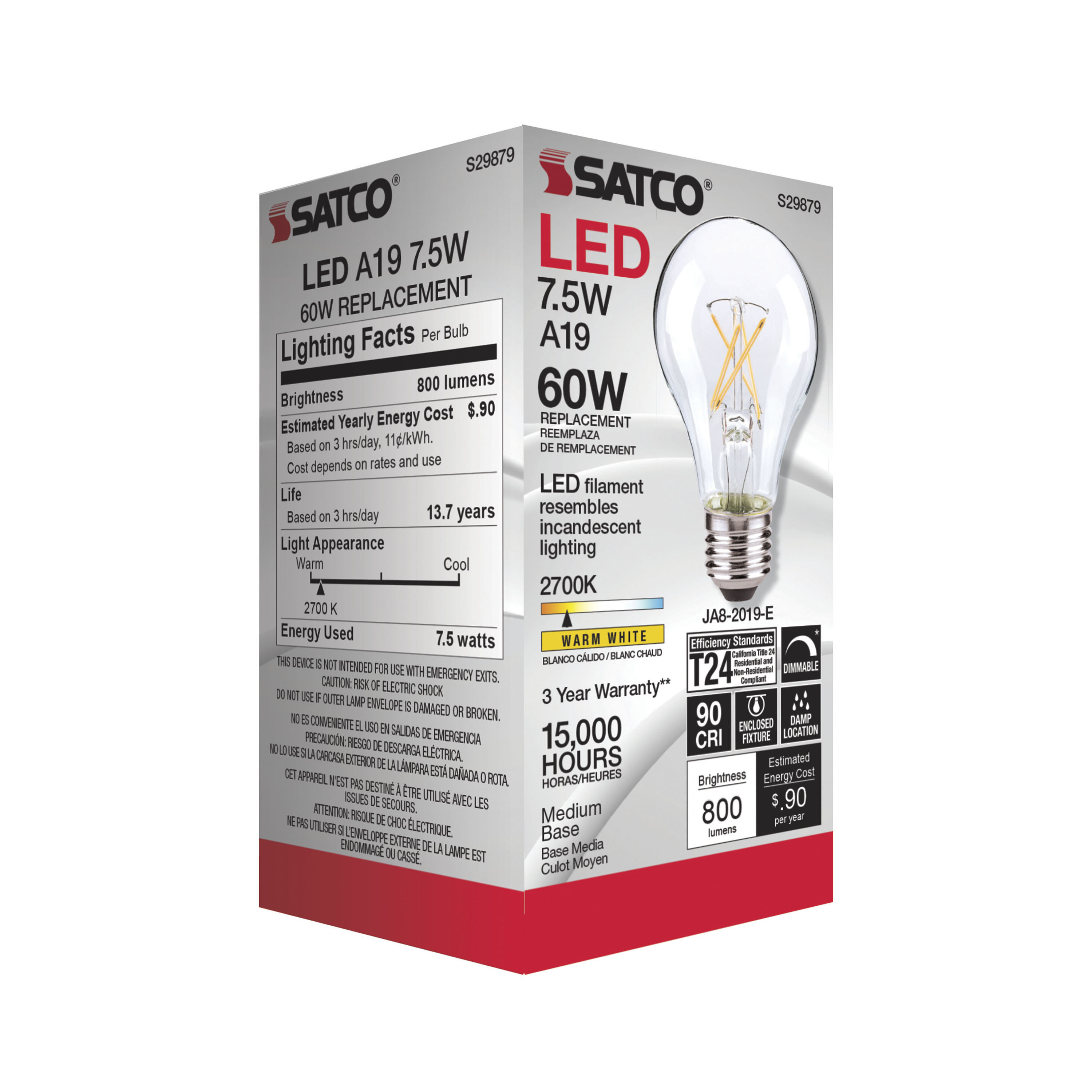 8A19/CL/LED/E26/27K/90CRI - S29879