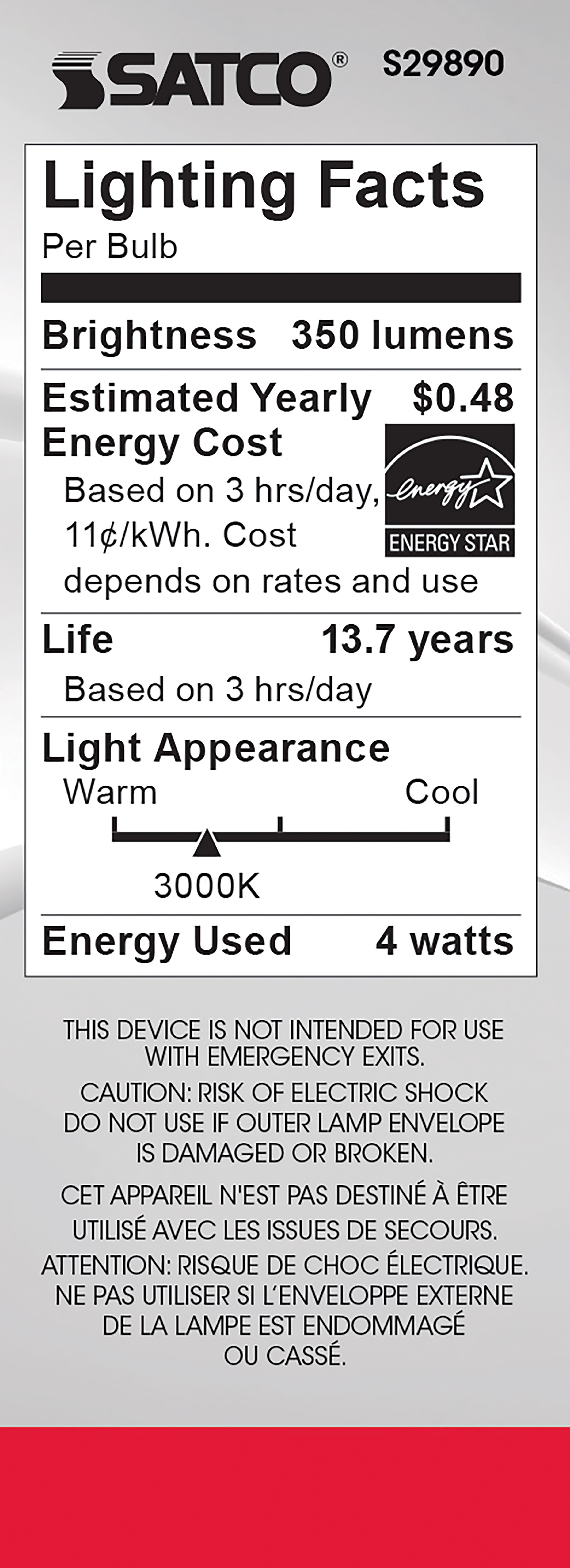 4W CTC/LED/30K/CL/120V - S29890