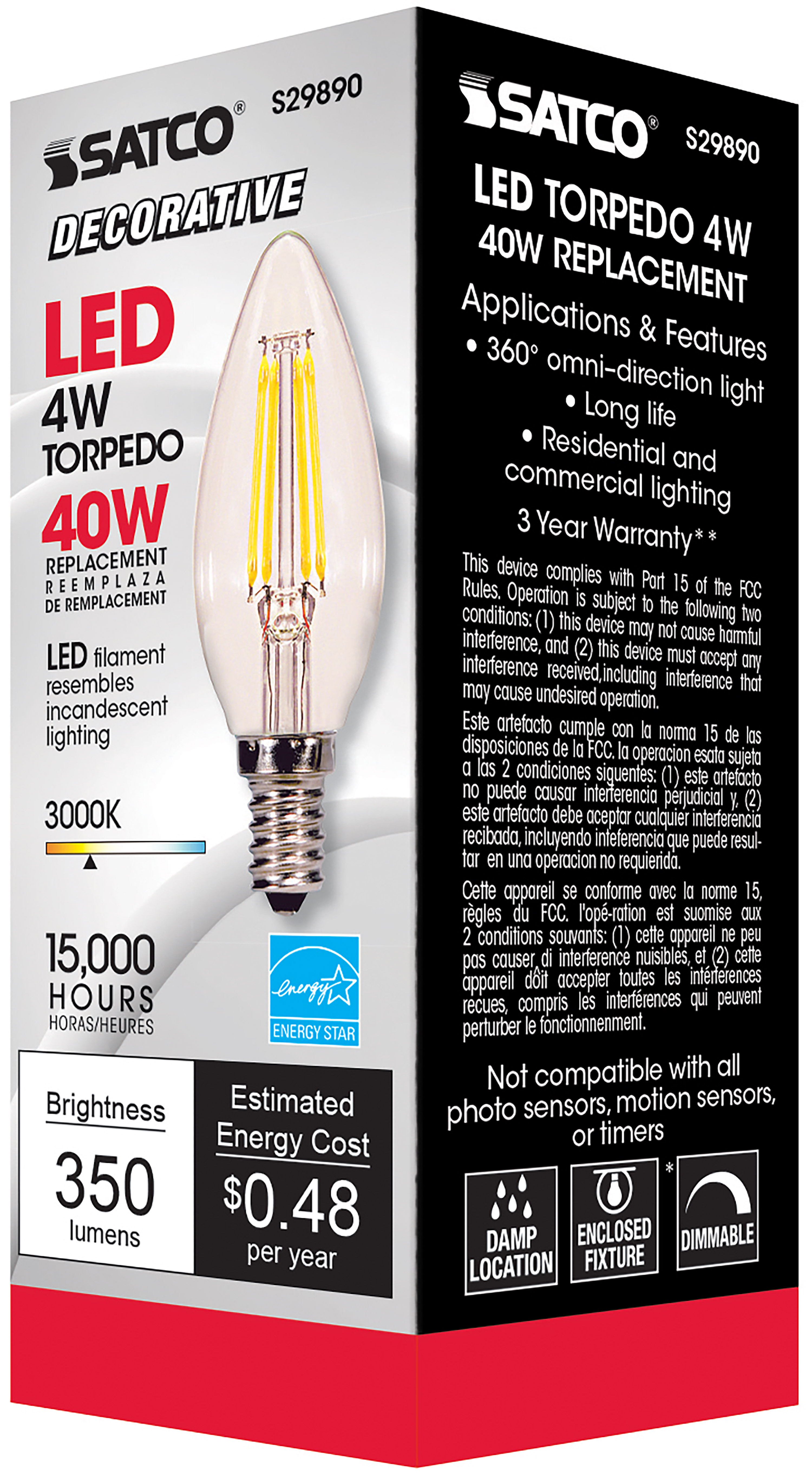 4W CTC/LED/30K/CL/120V - S29890