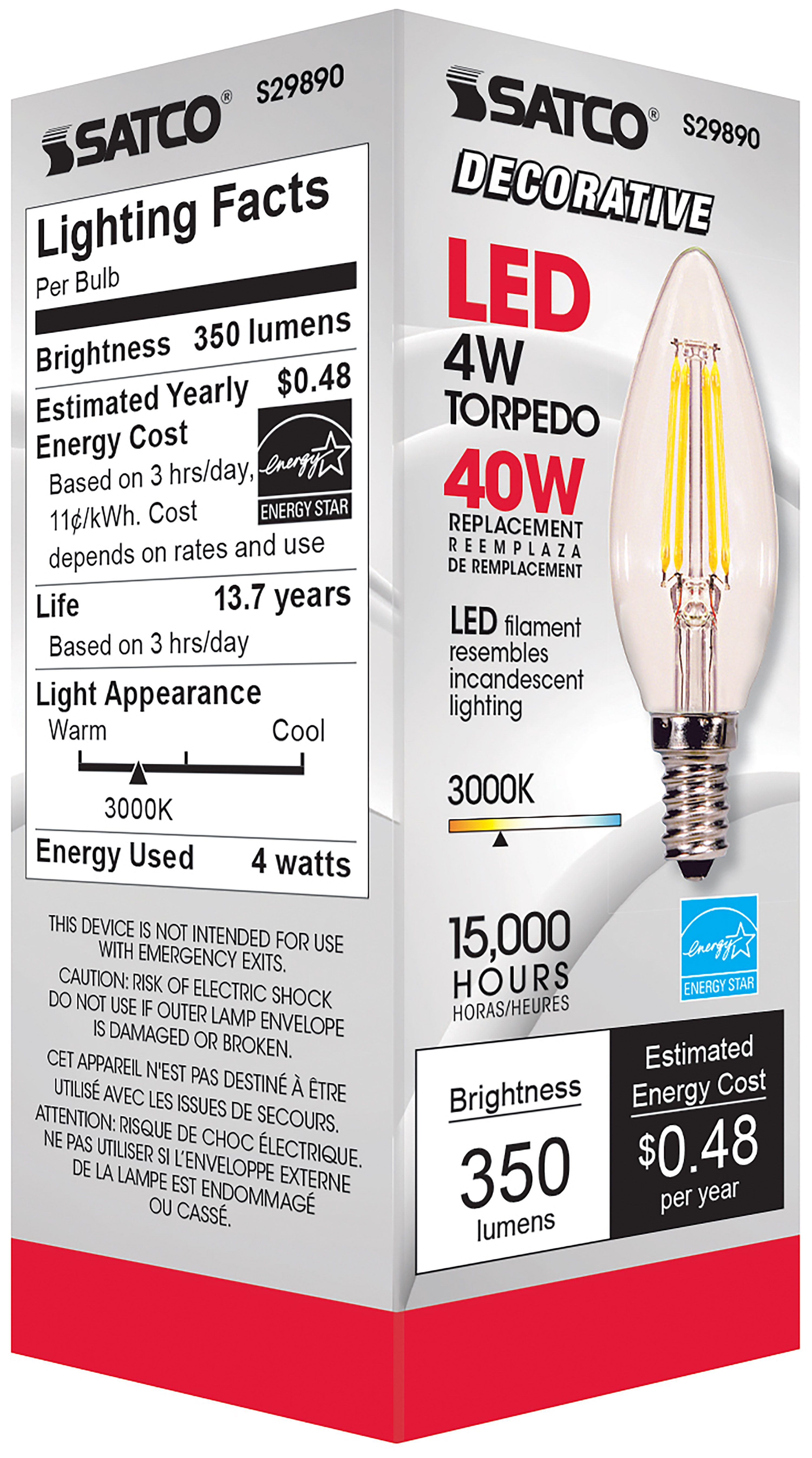 4W CTC/LED/30K/CL/120V - S29890