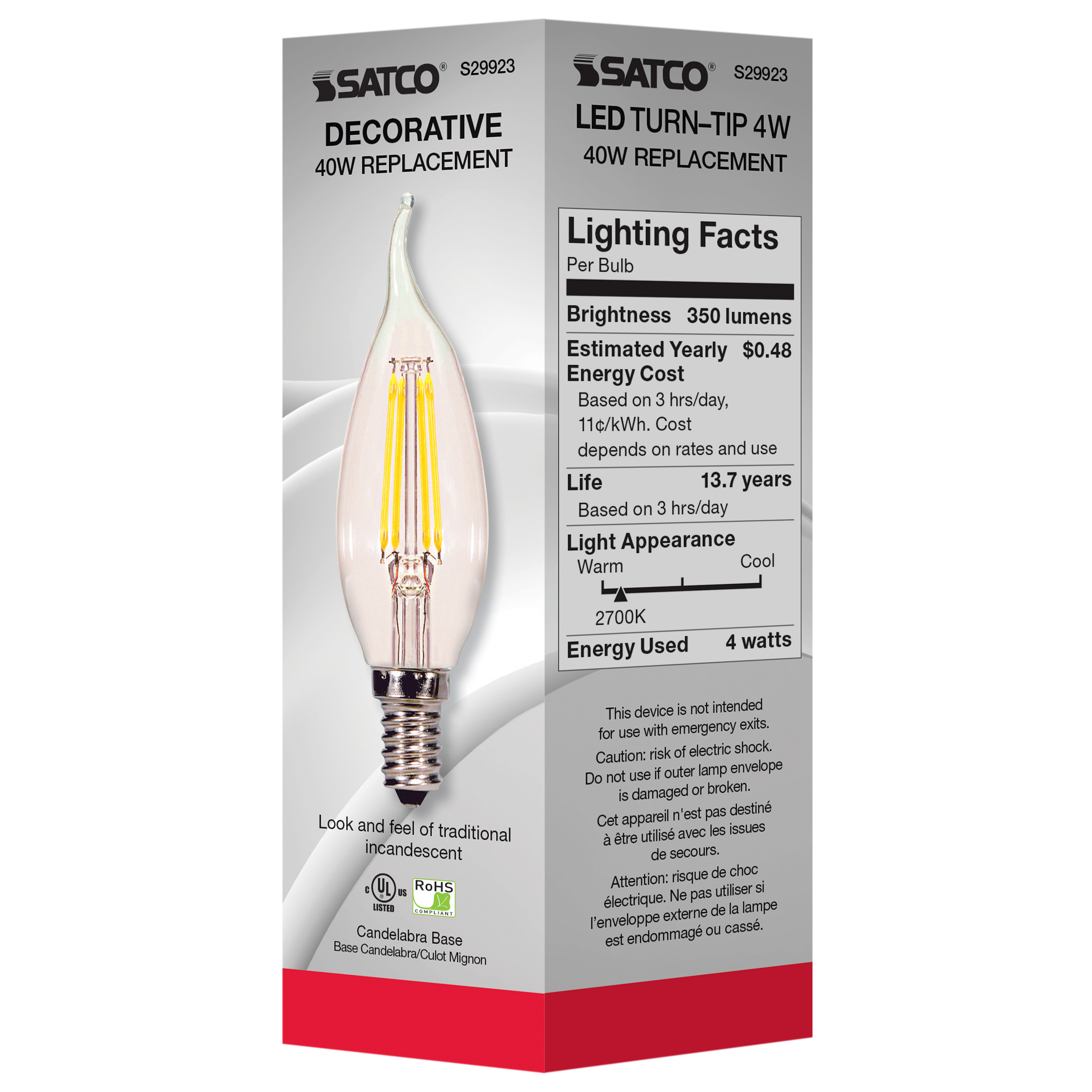 4W CFC/LED/27K/CL/120V - S29923