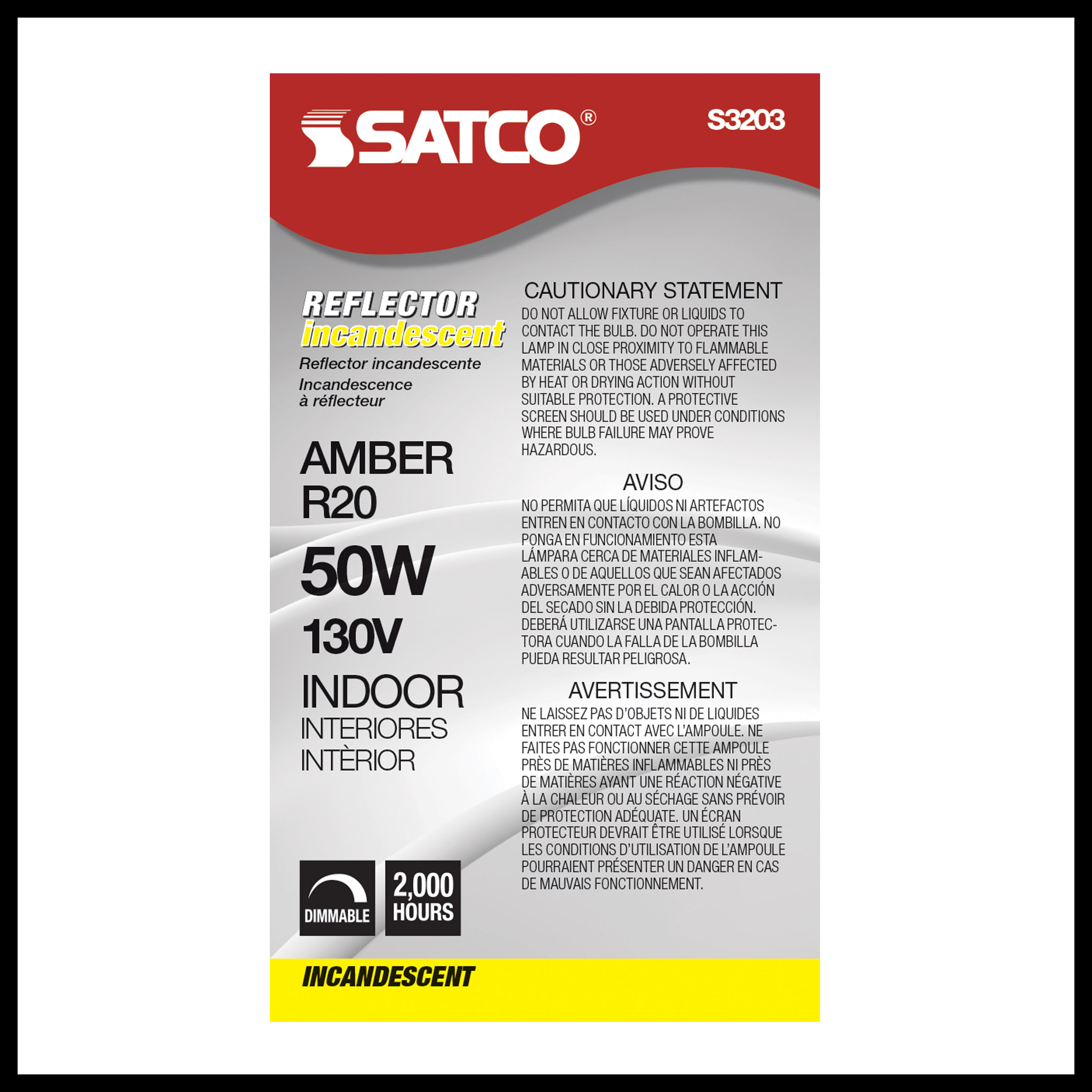 50W R20 STD AMBER - S3203