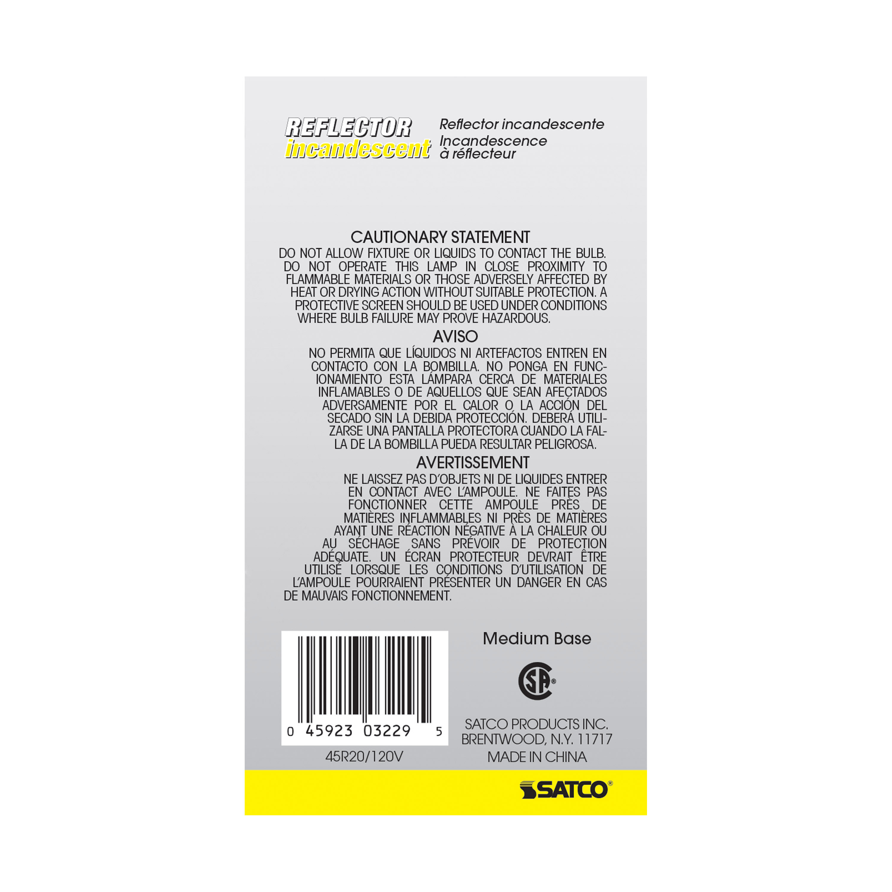 45R20 REFLECTOR STD BASE - S3229