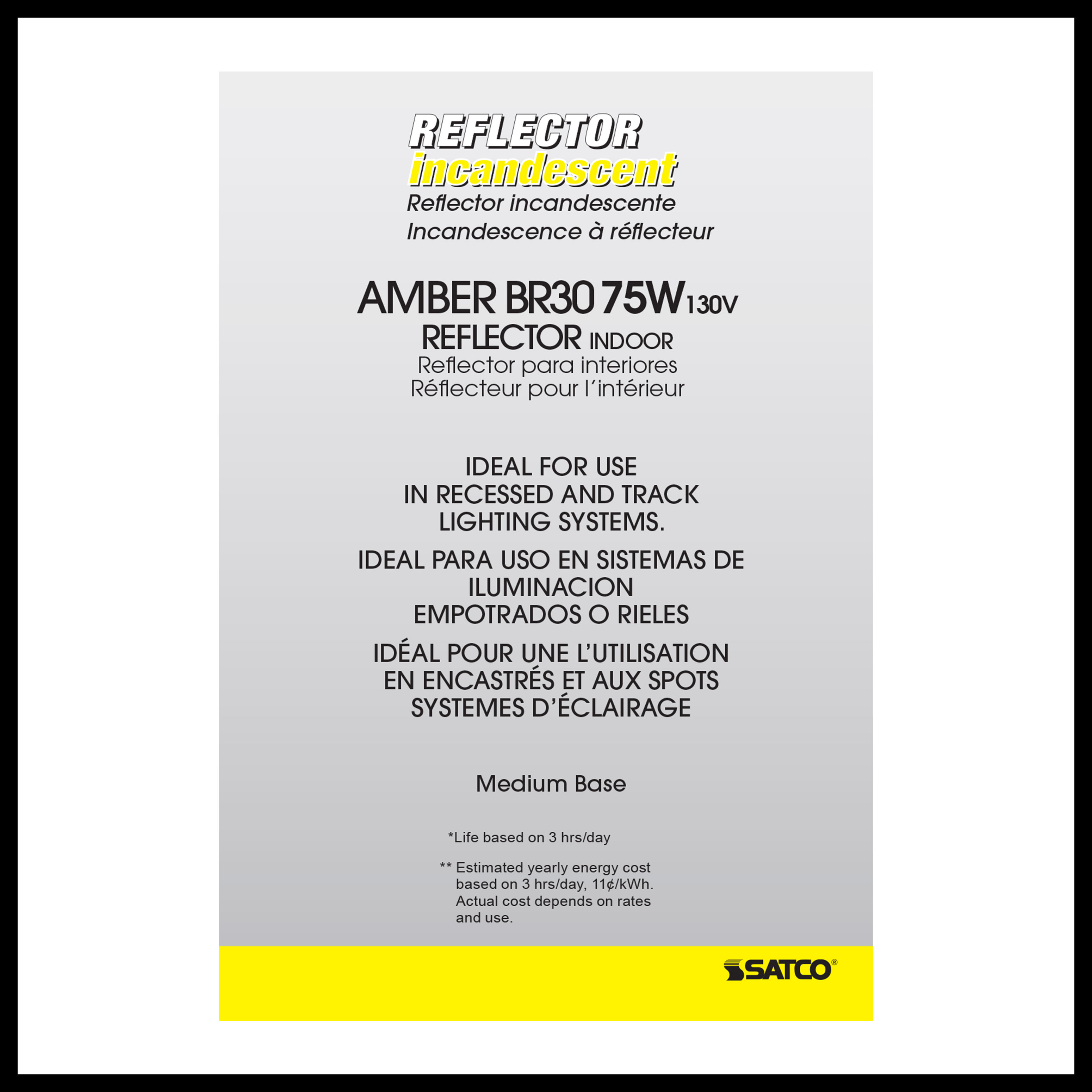 75W BR30 STD AMBER - S3239