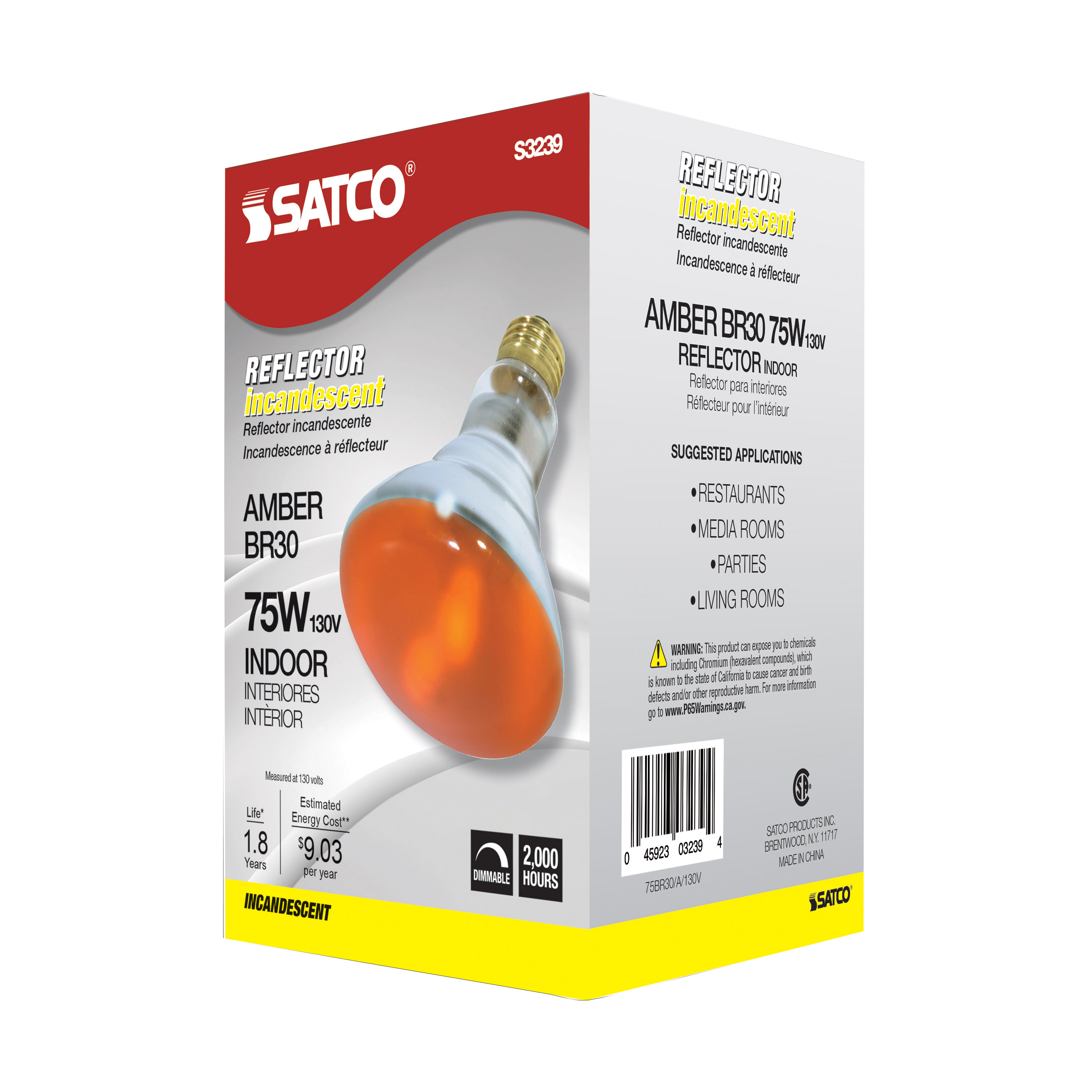 75W BR30 STD AMBER - S3239