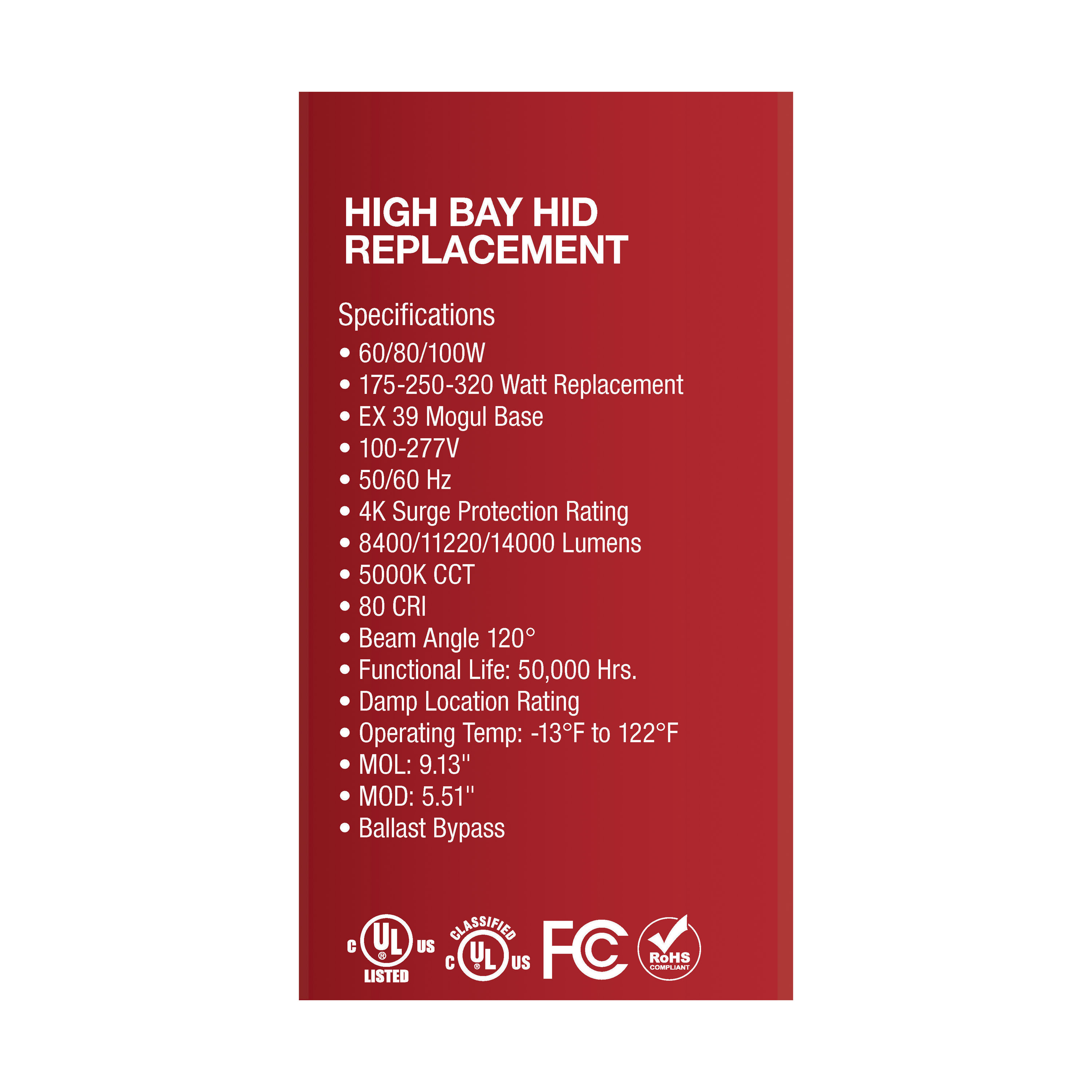 100W/LED/HID-HB/5K/100-277V - S33113