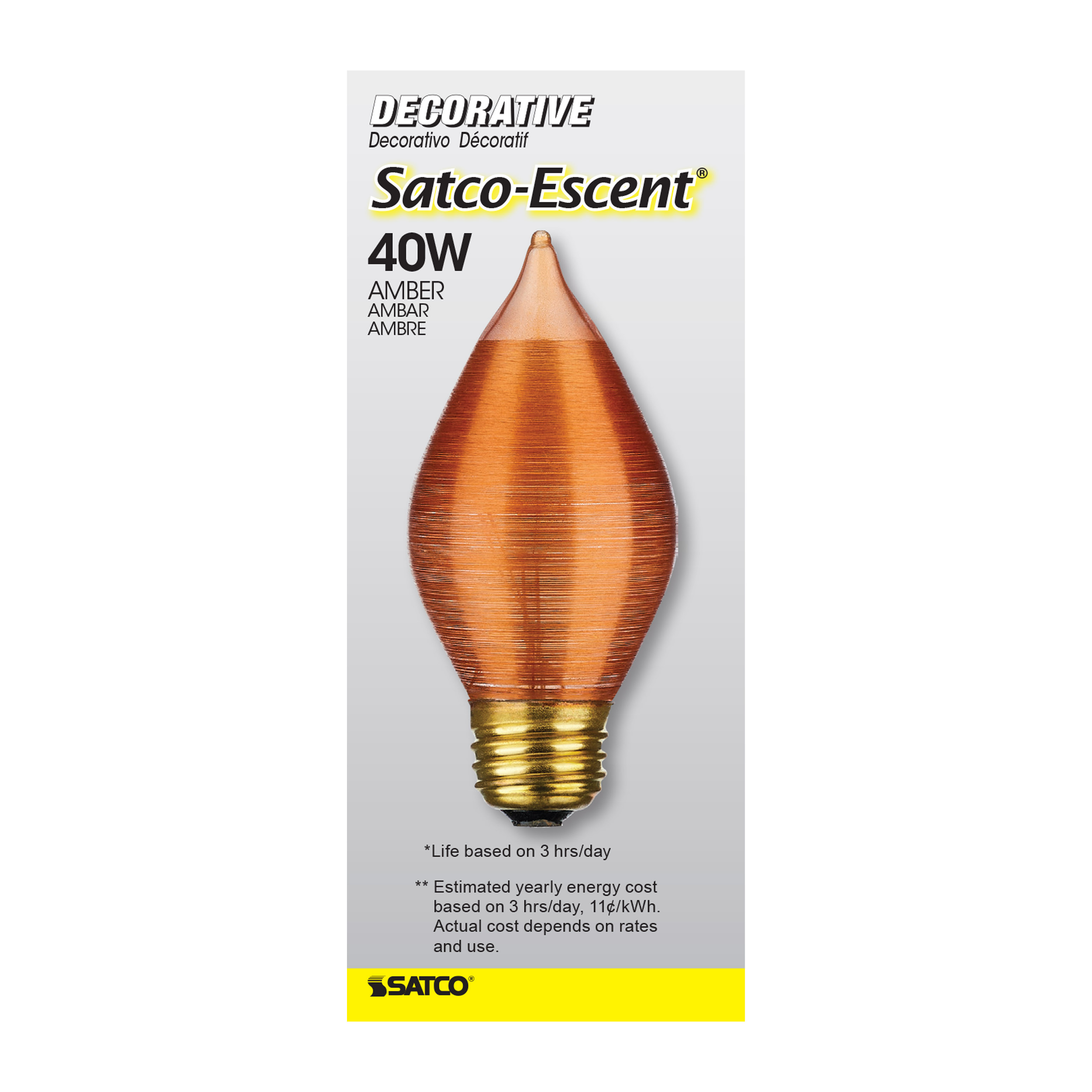 SATCOESCENT 40W C15 STD AMBER - S3416