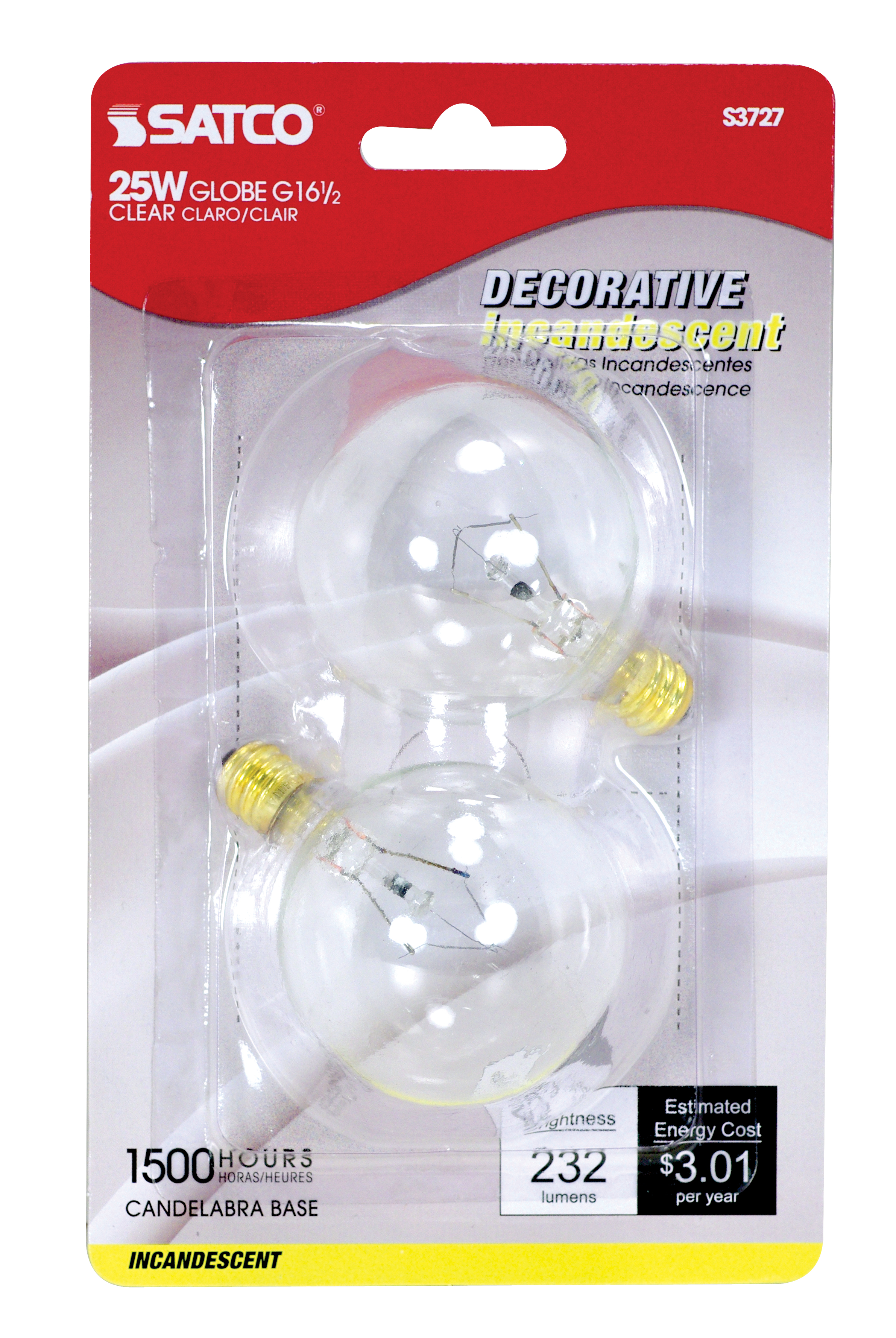 25W G16 1/2 CAND CLEAR - S3727