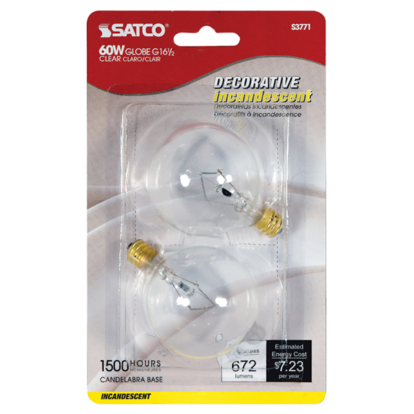 60W G16 1/2 CAND CLR CARDED - S3771