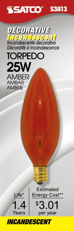 25W TORP CAND TRANS AMBER - S3813