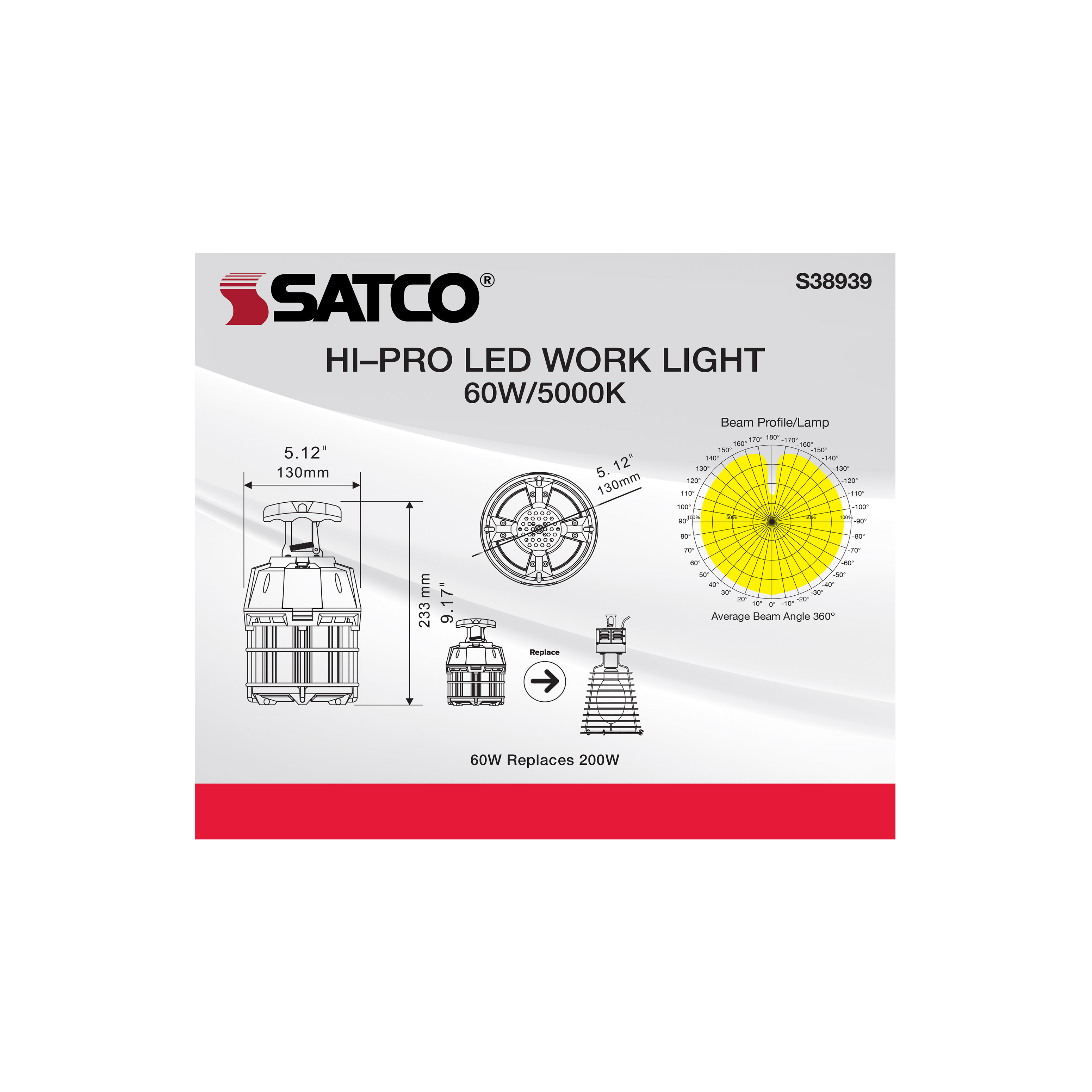 60W/LED/HID/TEMP/5K/120V - S38939