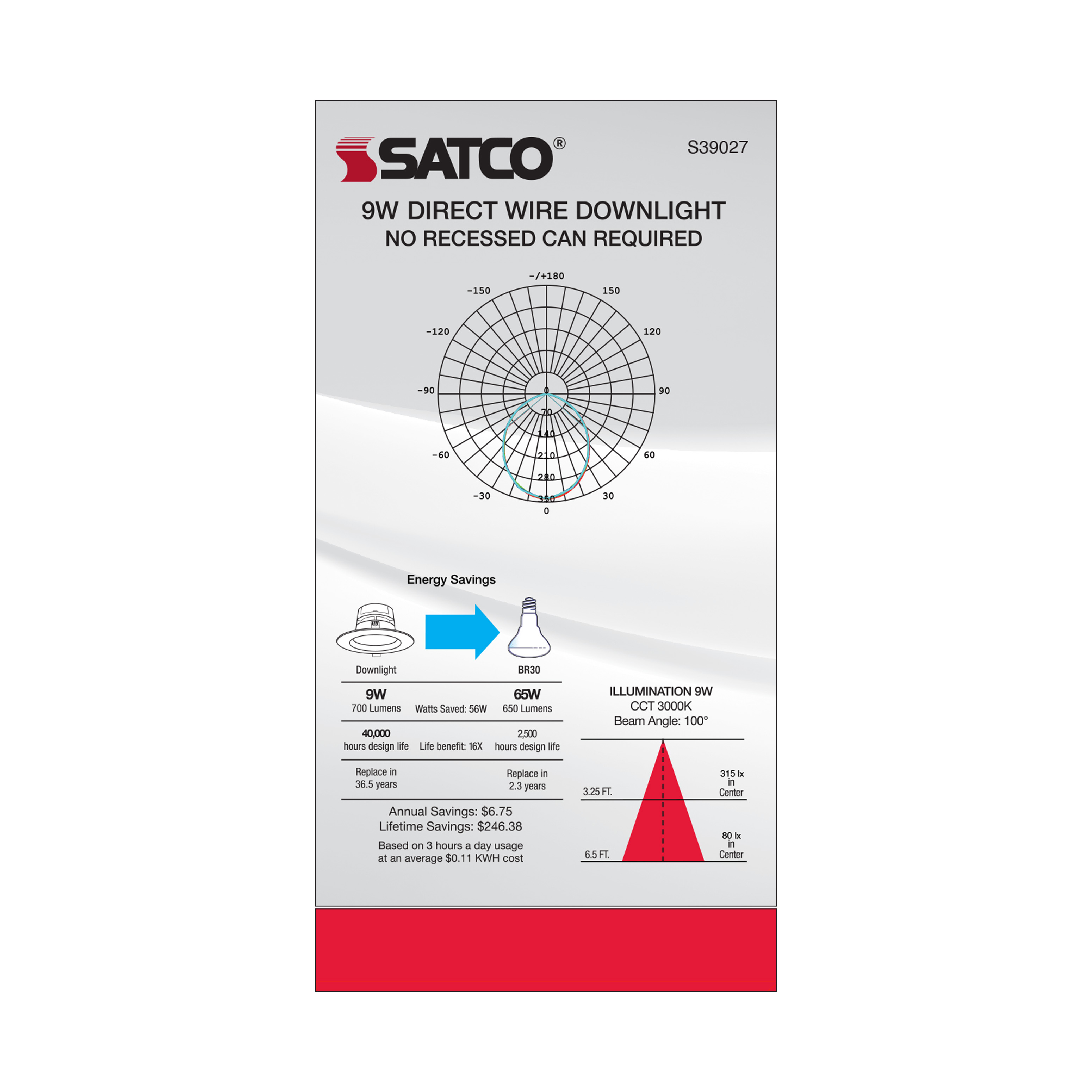 9WLED/DW/RDL/5-6/30K/120V - S39027