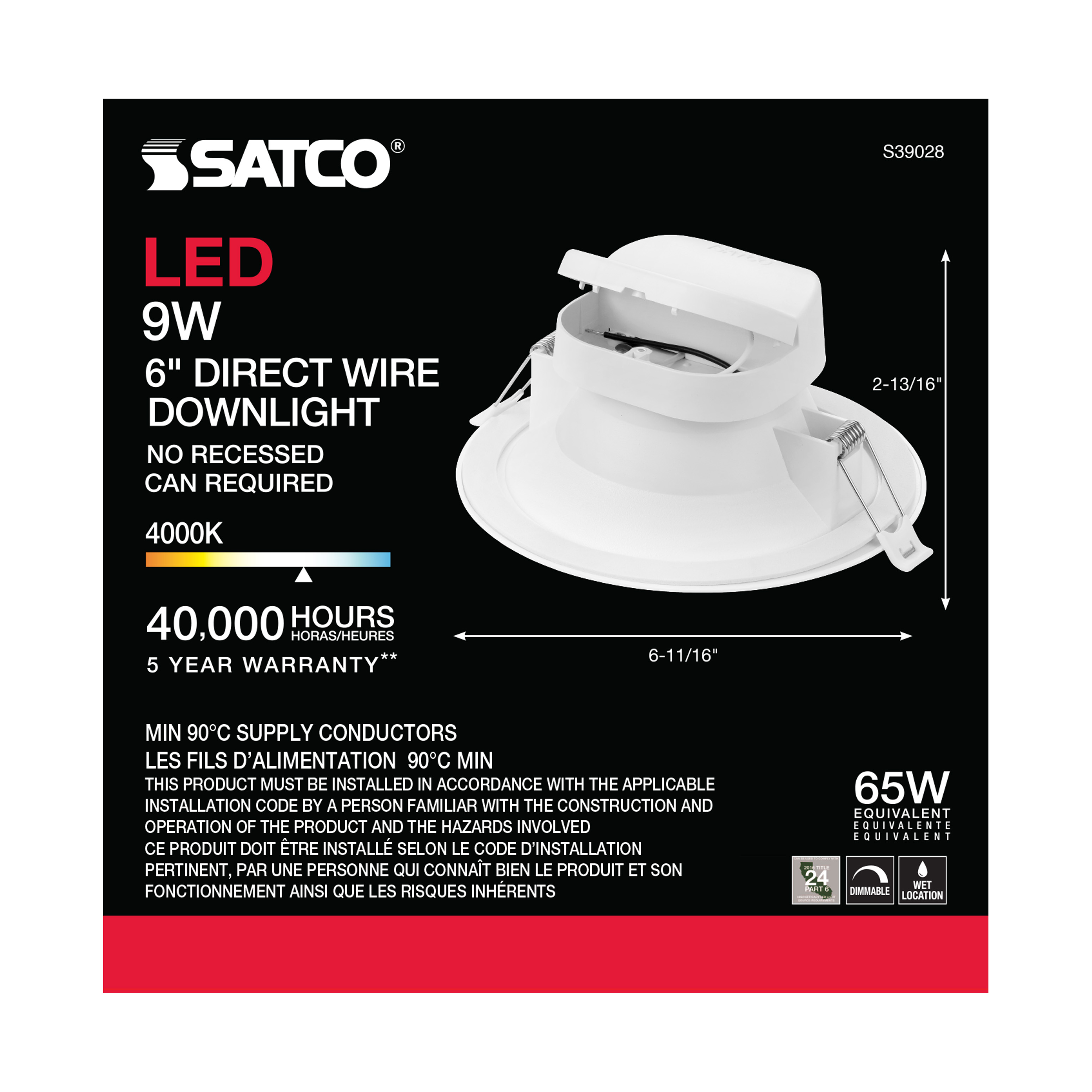 9WLED/DW/RDL/5-6/40K/120V - S39028