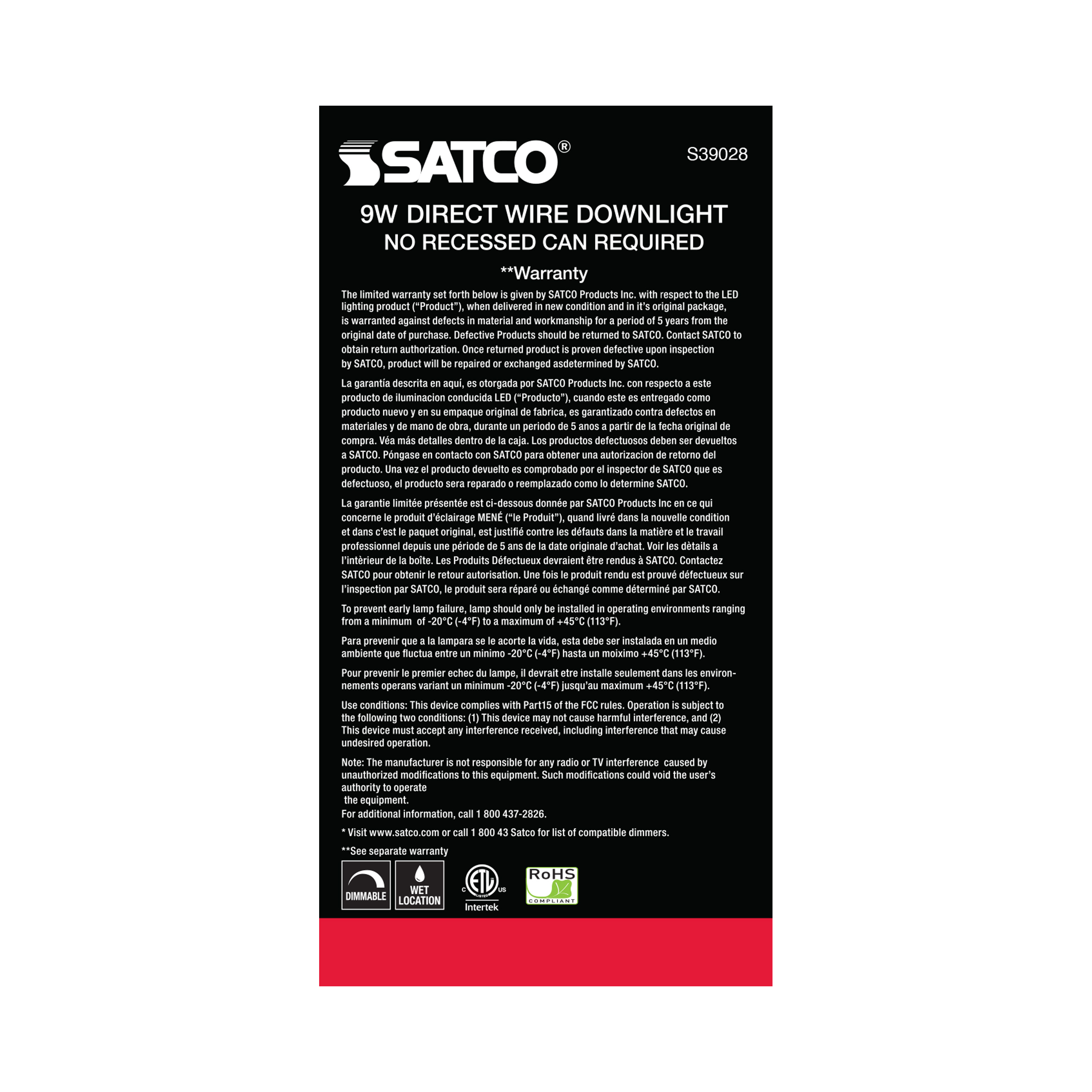 9WLED/DW/RDL/5-6/40K/120V - S39028