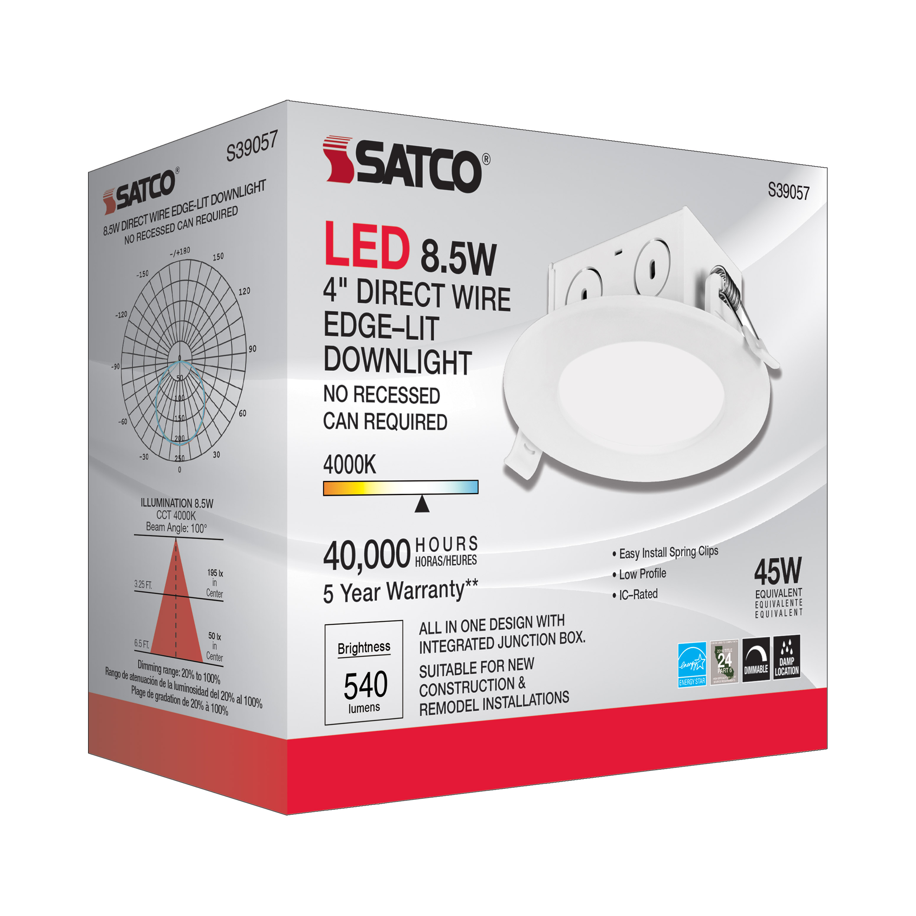 8.5WLED/DW/EL/4/40K/120V - S39057