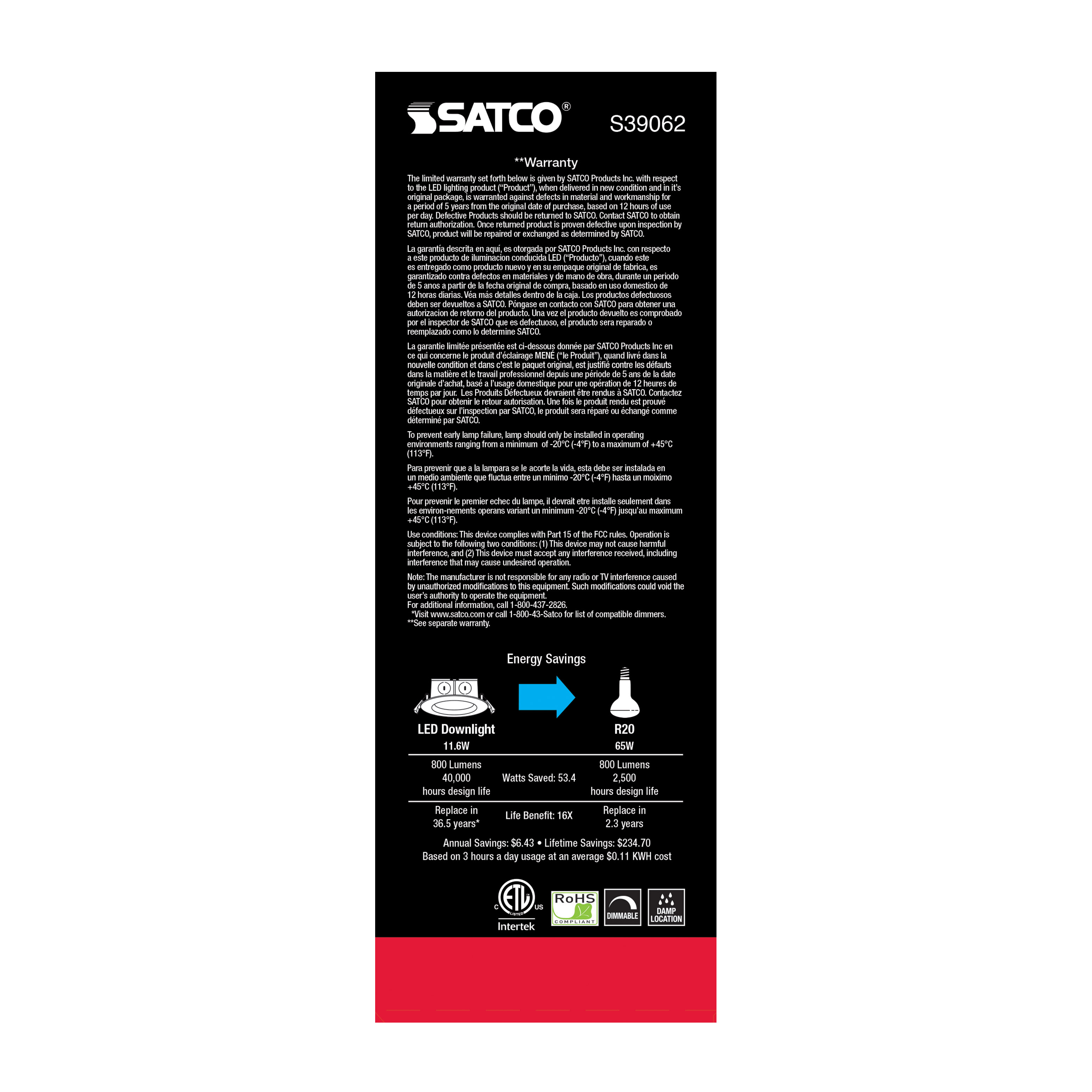 11.6WLED/DW/EL/5-6/30K/120V - S39062