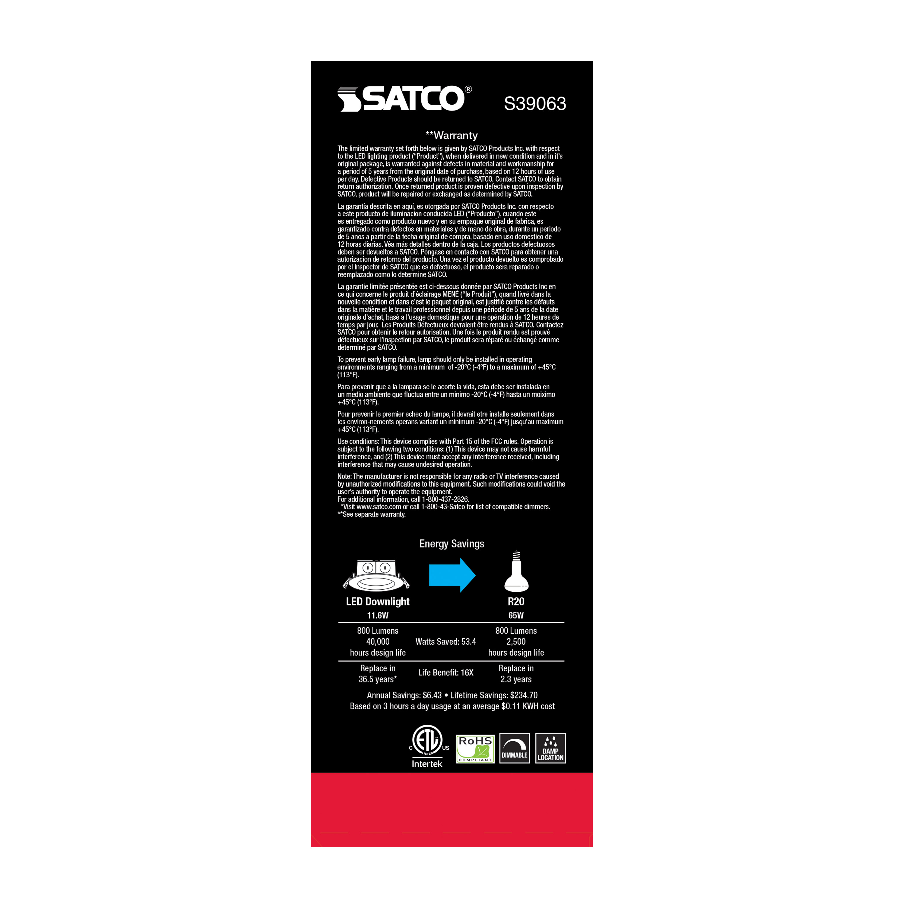 11.6WLED/DW/EL/5-6/40K/120V - S39063