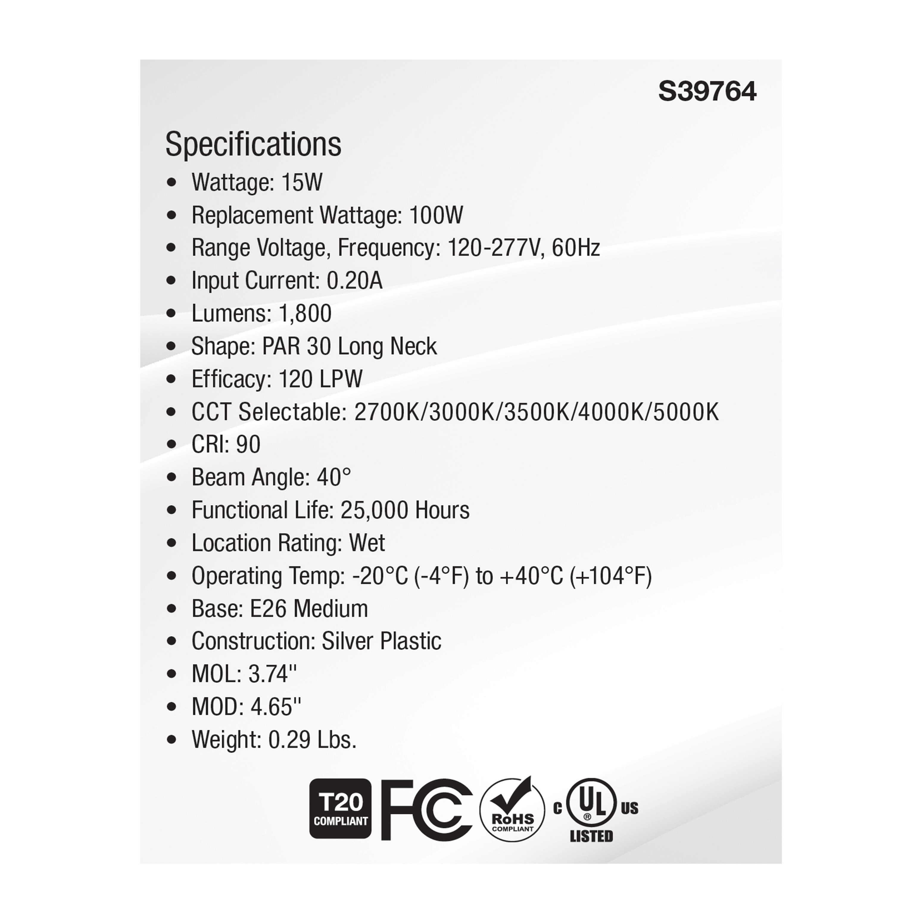 15PAR30/5CCT/HL/120-277/ND - S39764