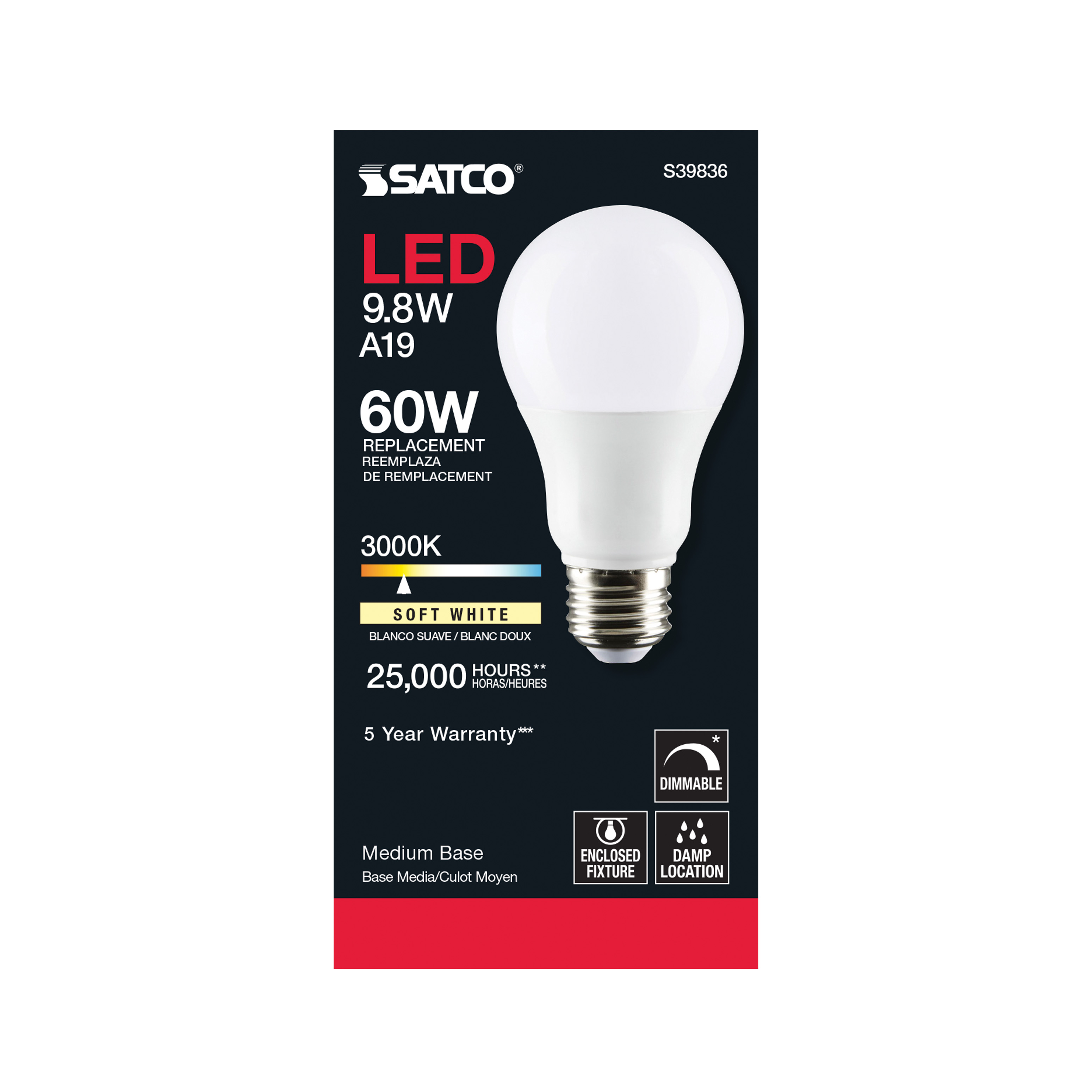 9.8A19/OMNI/220/LED/30K - S39836