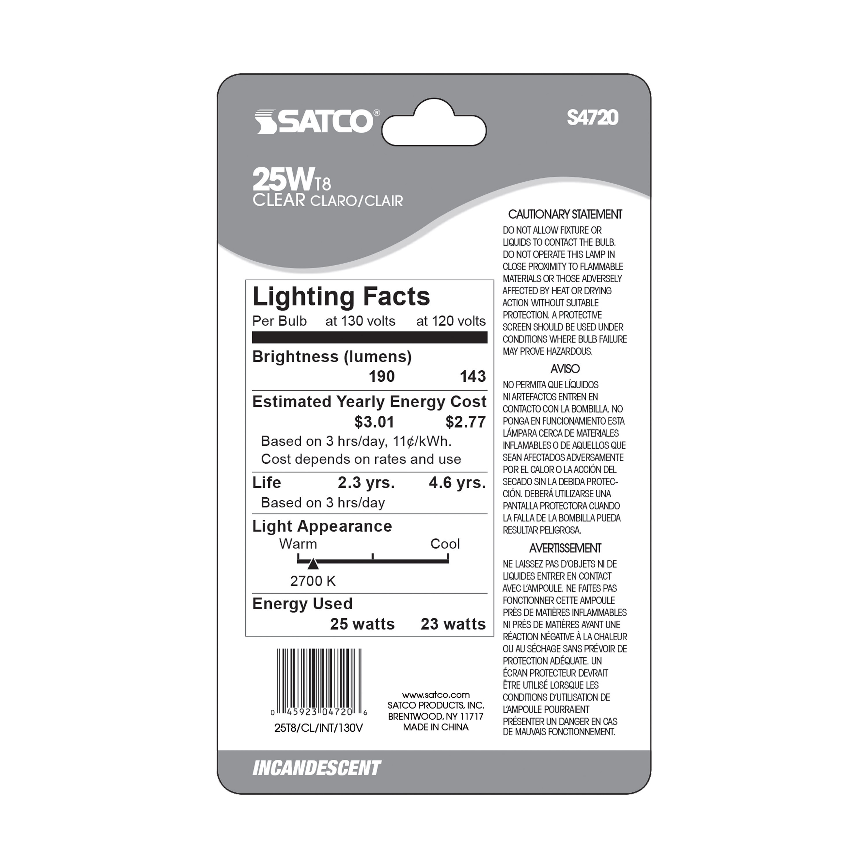 25T8N CD/1 INT BASE CLEAR 130V - S4720
