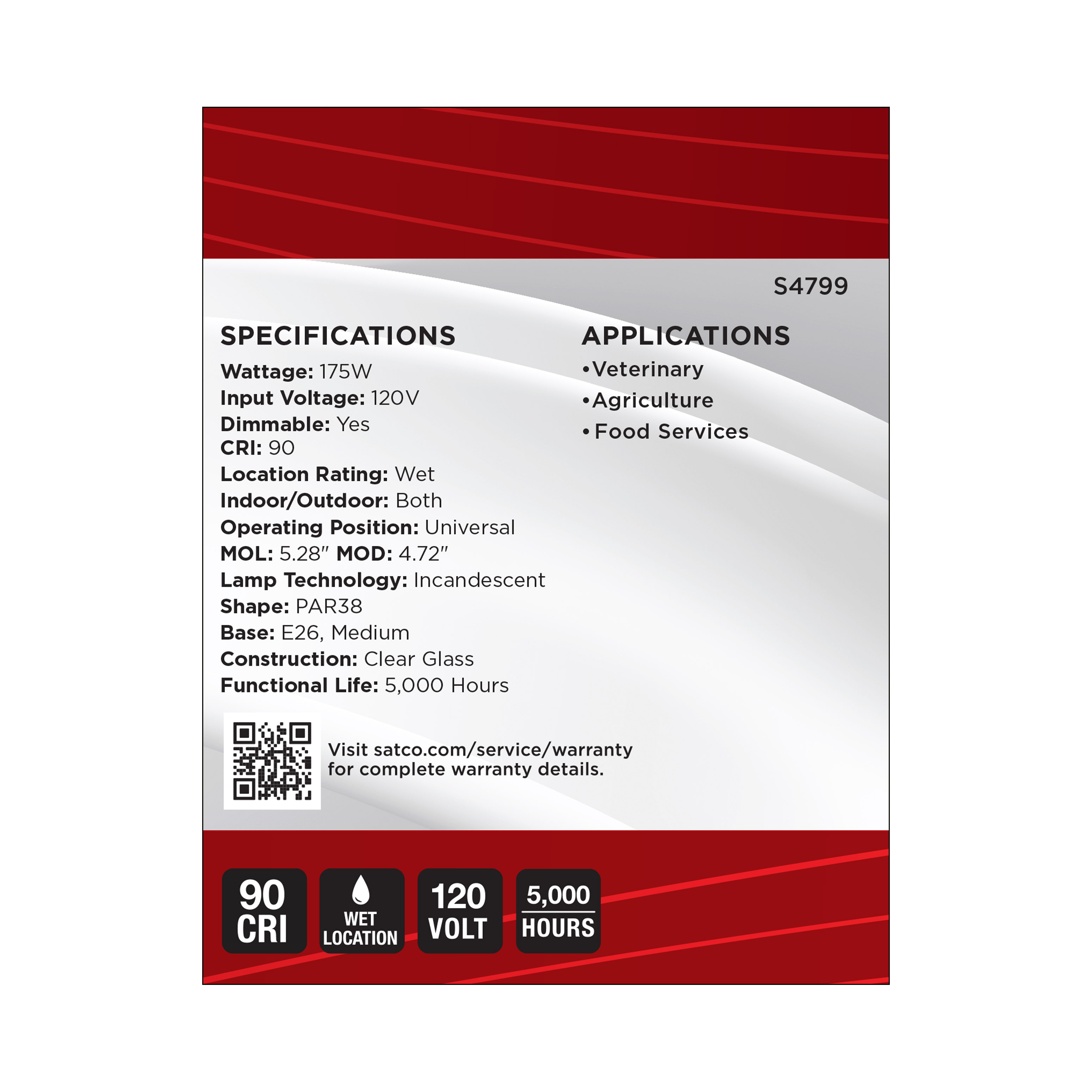 175PAR38/HEAT/CL/120V - S4799