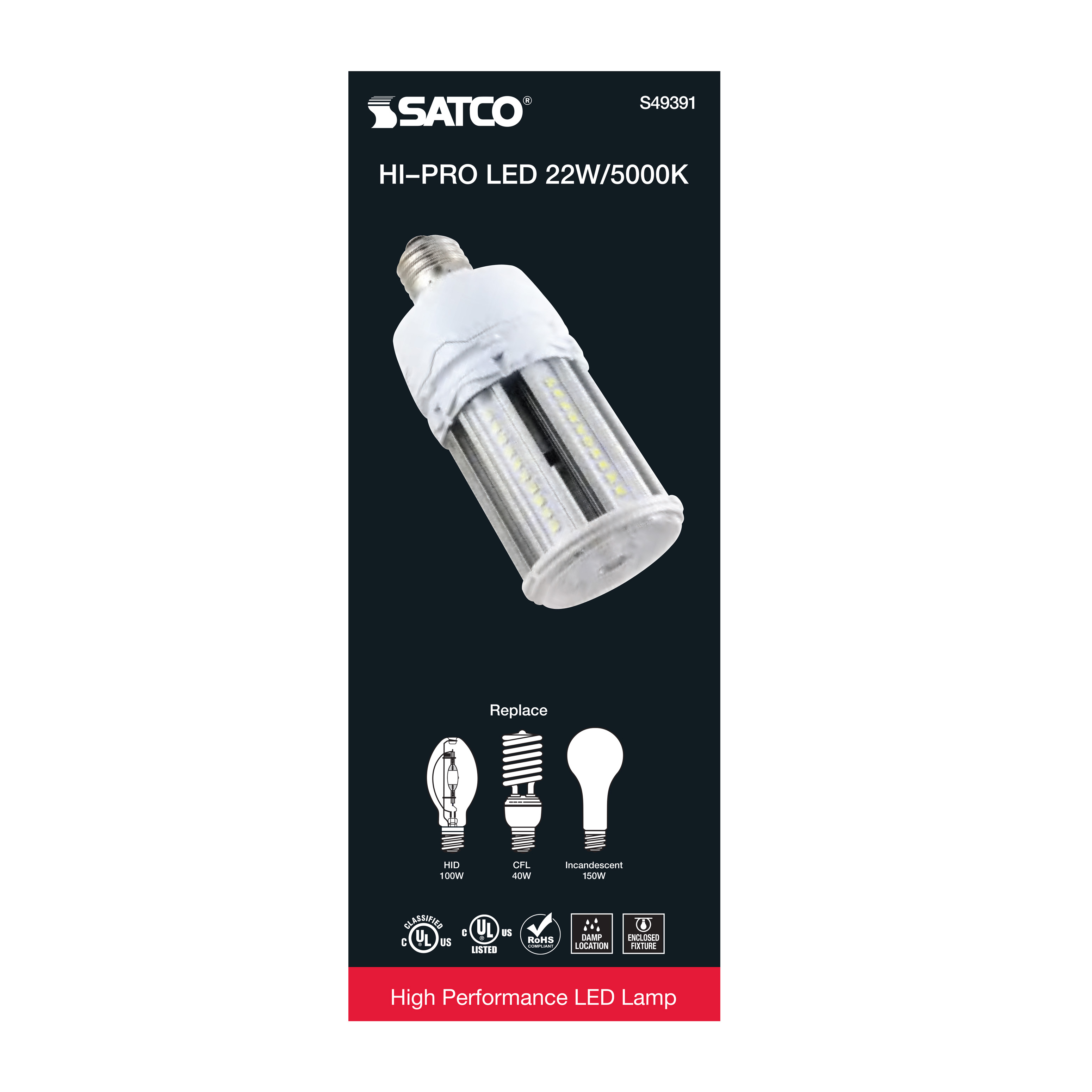 22W/LED/HP/850/100-277V/E26 - S49391