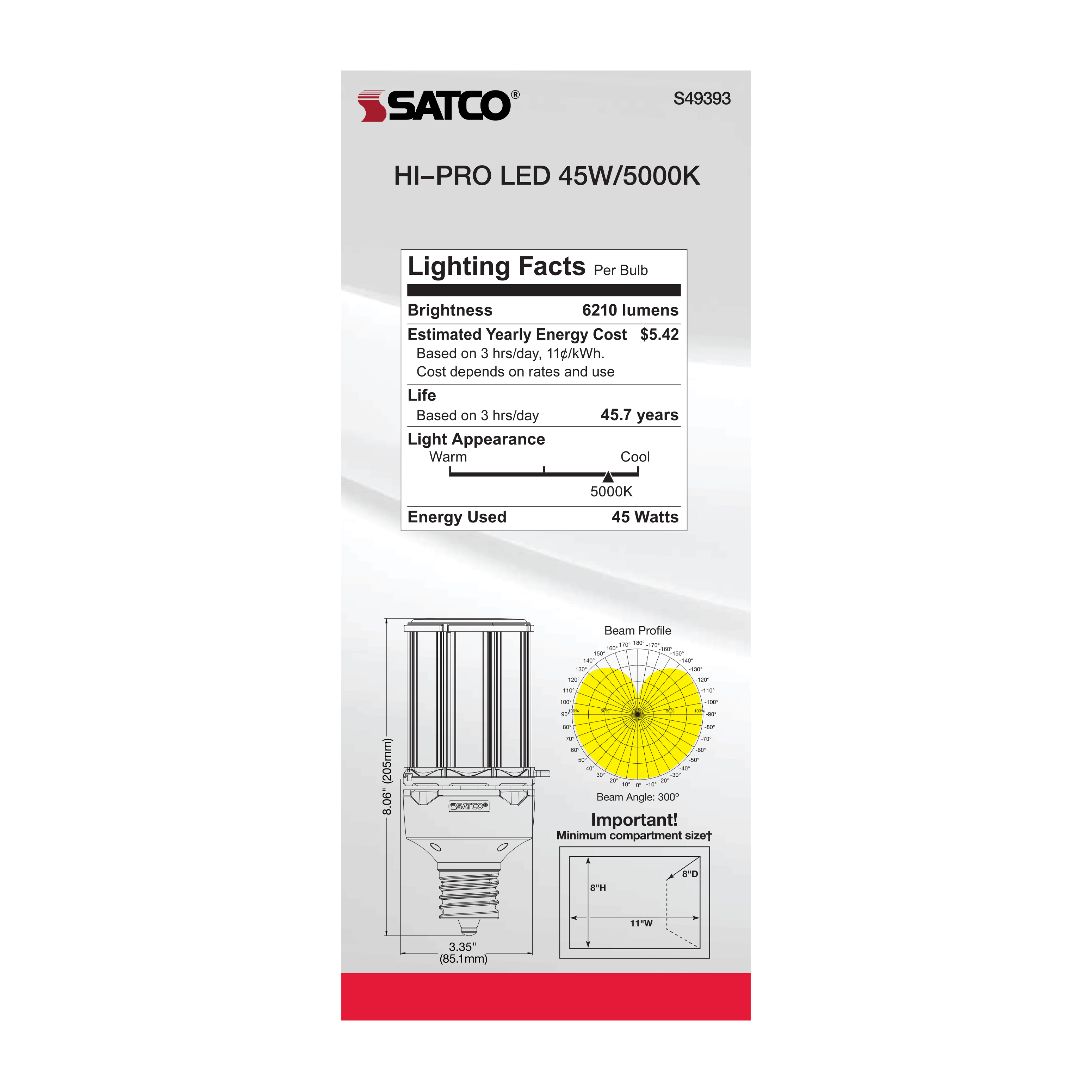 45W/LED/HP/850/100-277V/EX39 - S49393