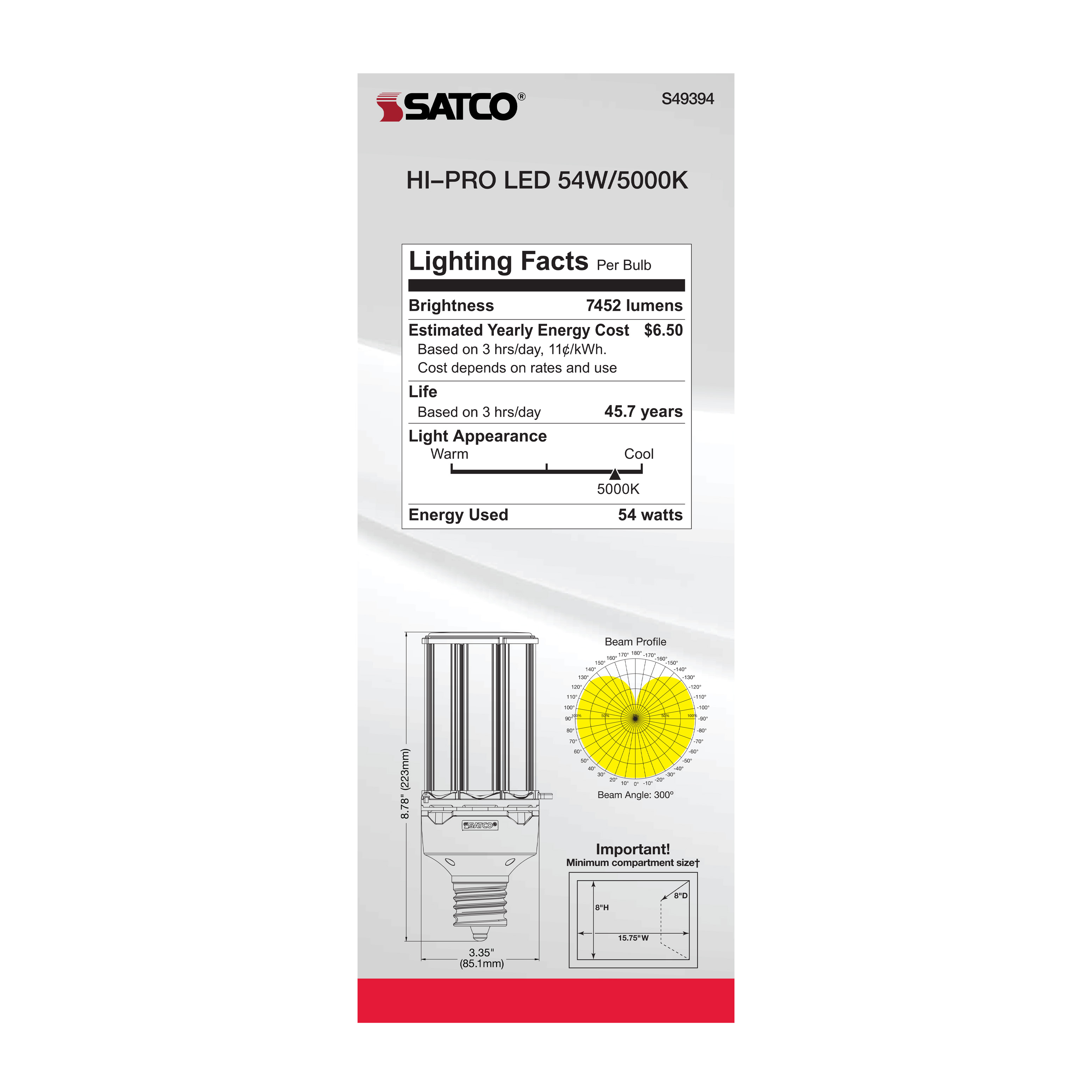 S49394 54W/LED/HP/850/100-277V/EX39