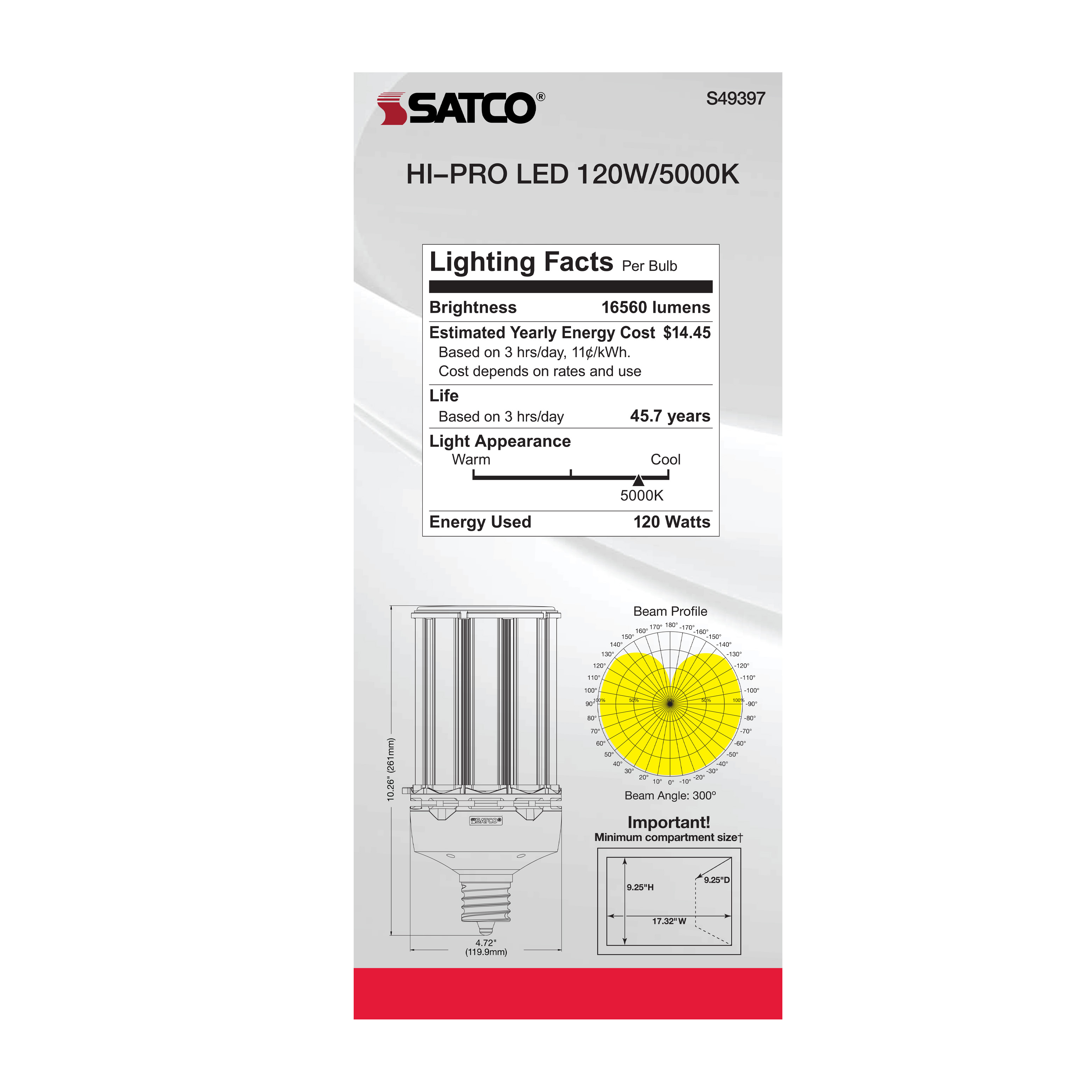 120W/LED/HP/850/100-277V/EX39 - S49397