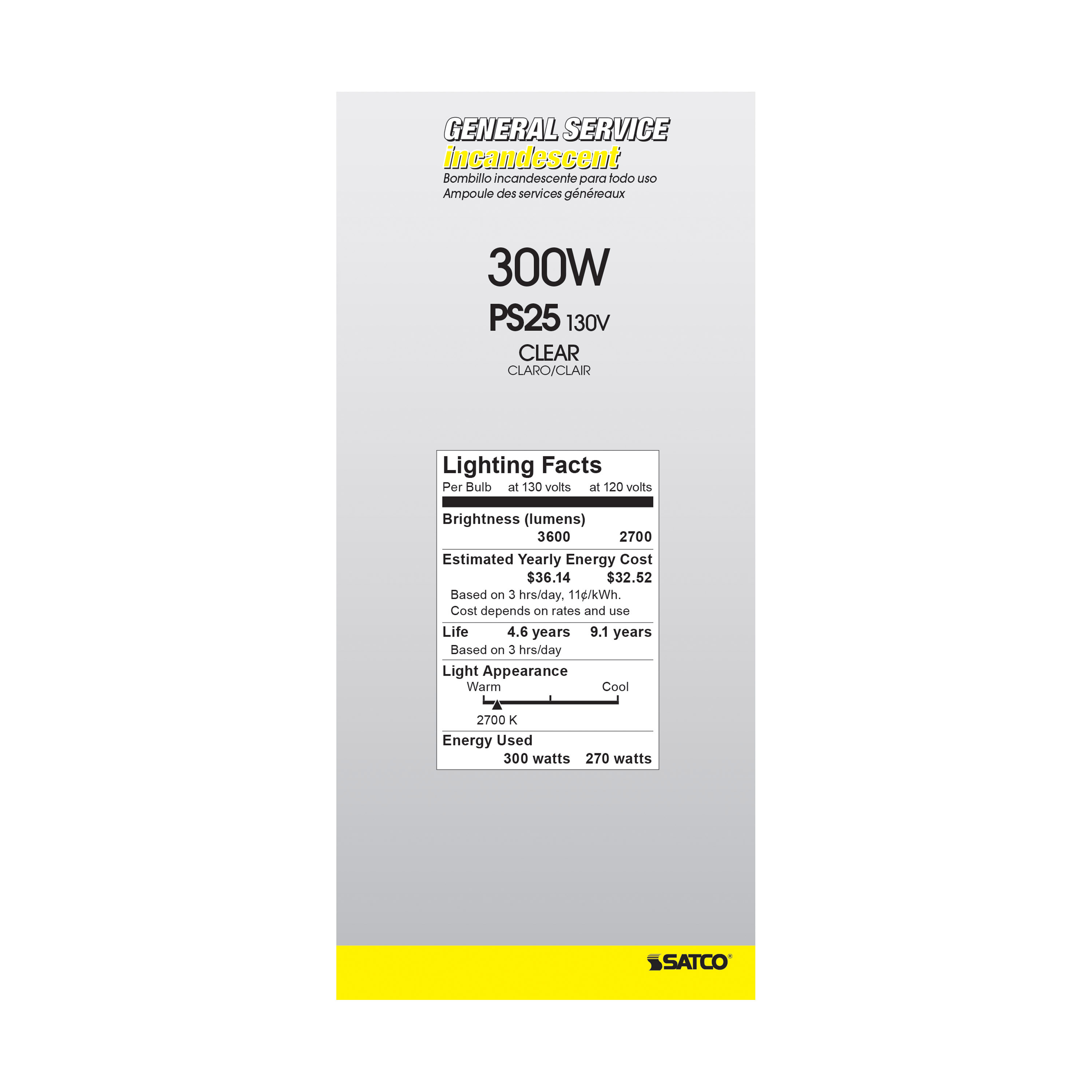 300M MED BASE CLEAR 130V. - S4959