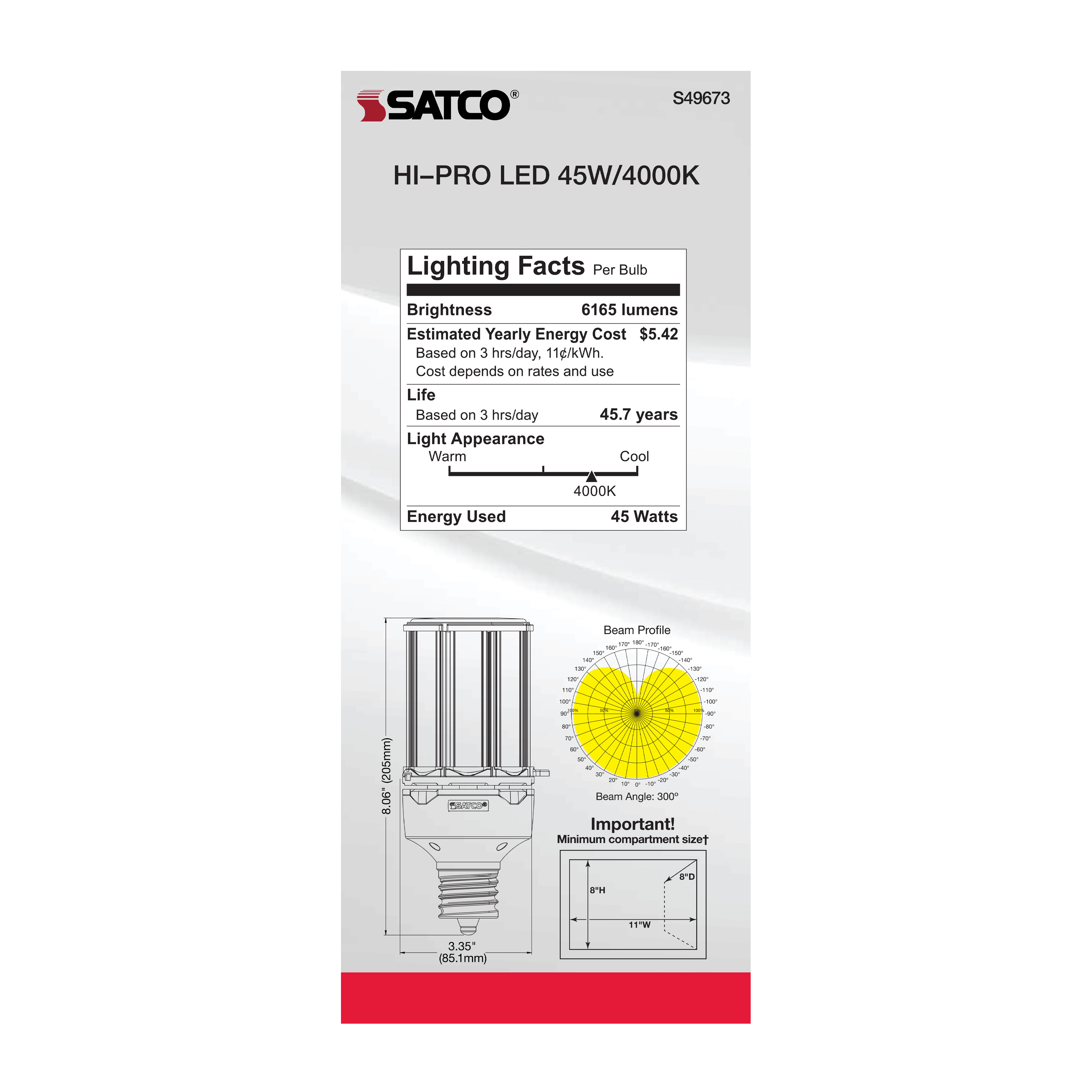 45W/LED/HP/840/100-277V/EX39 - S49673