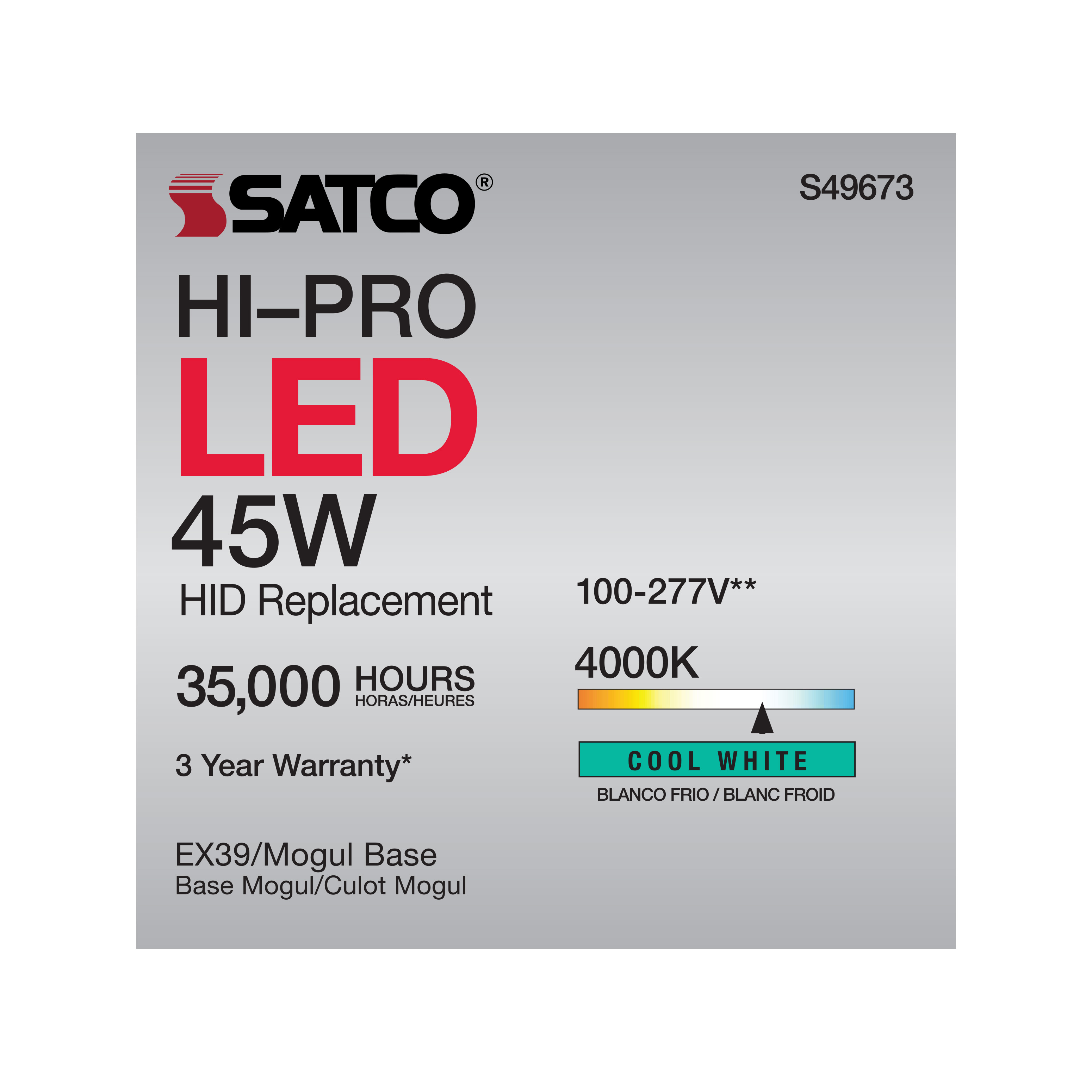 45W/LED/HP/840/100-277V/EX39 - S49673