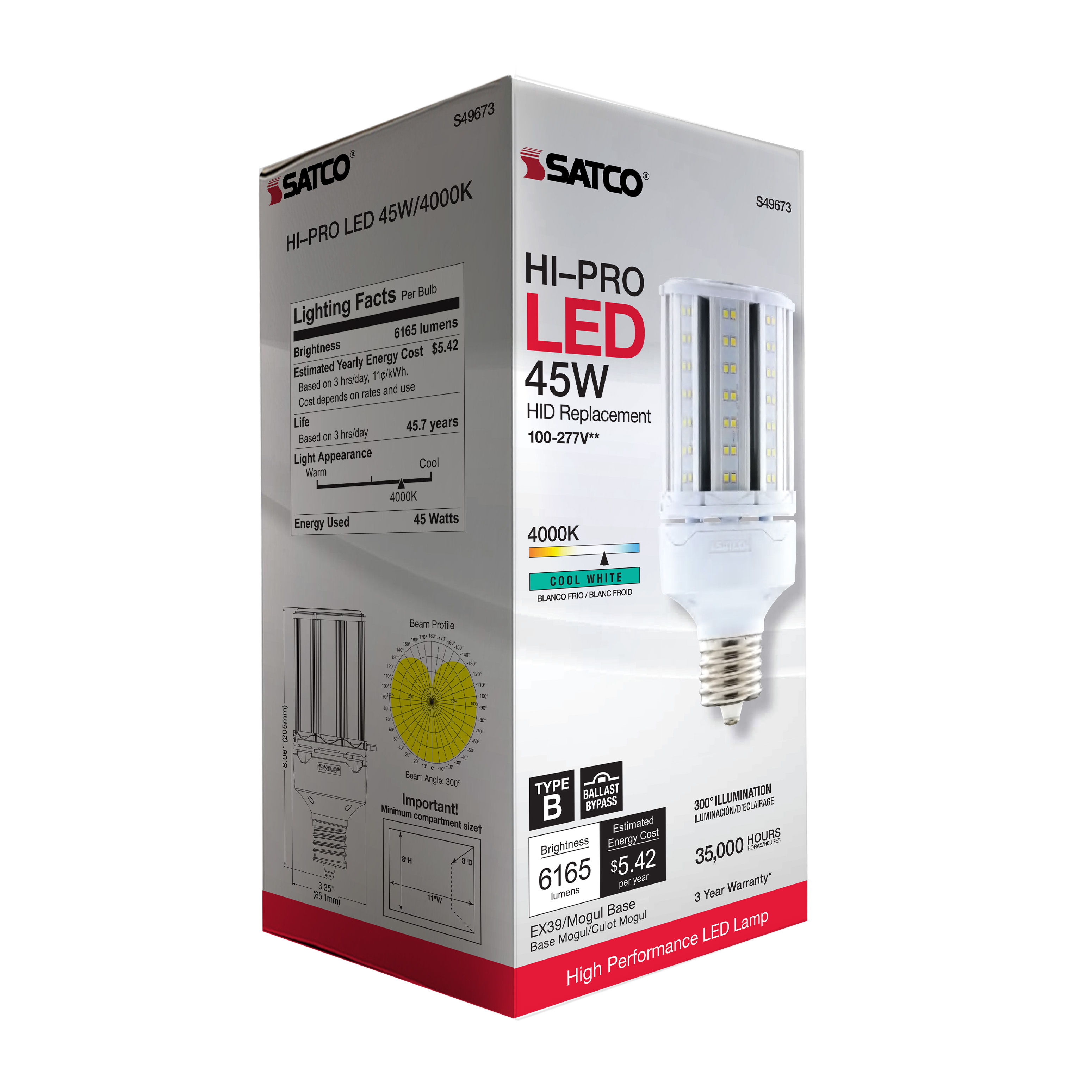 45W/LED/HP/840/100-277V/EX39 - S49673