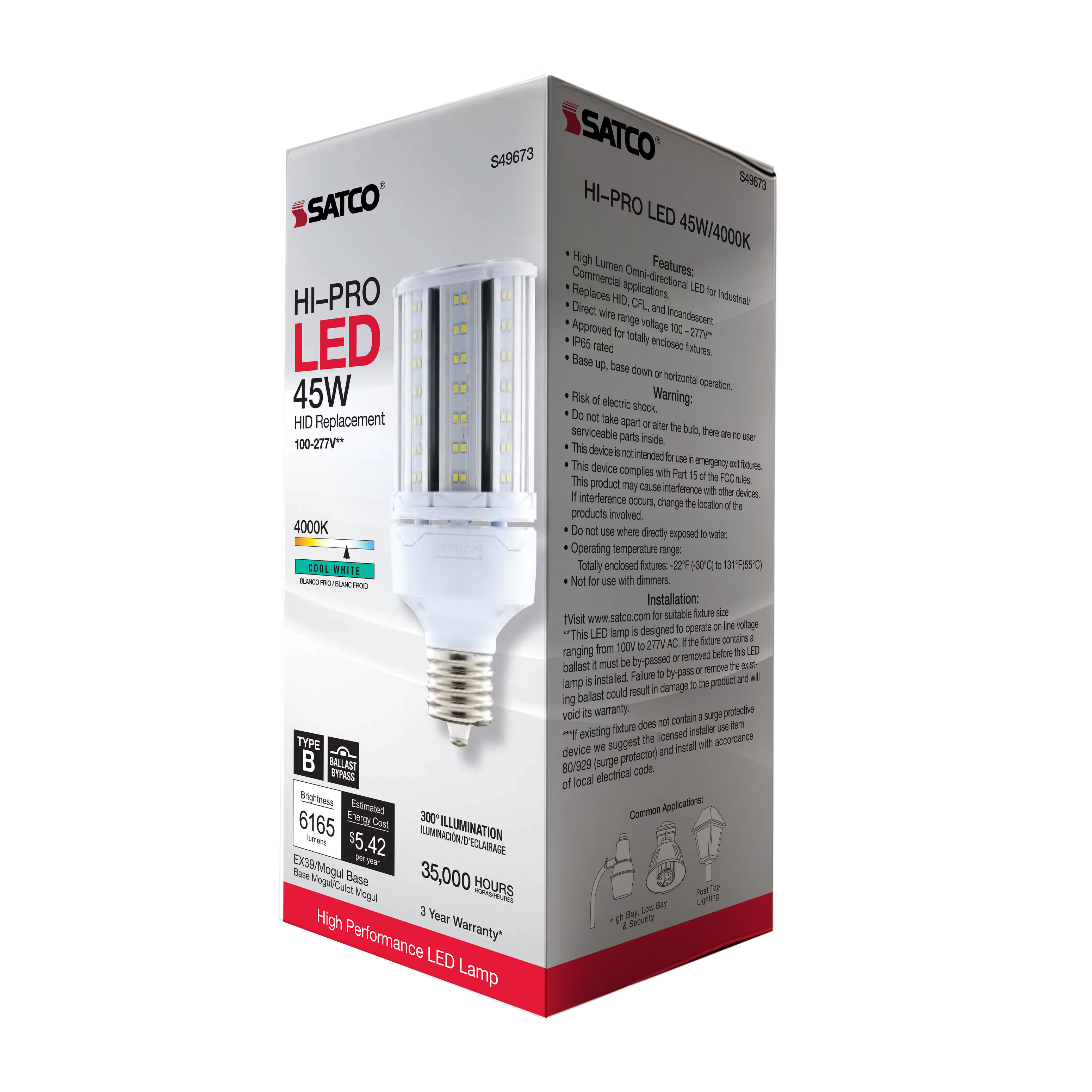 45W/LED/HP/840/100-277V/EX39 - S49673