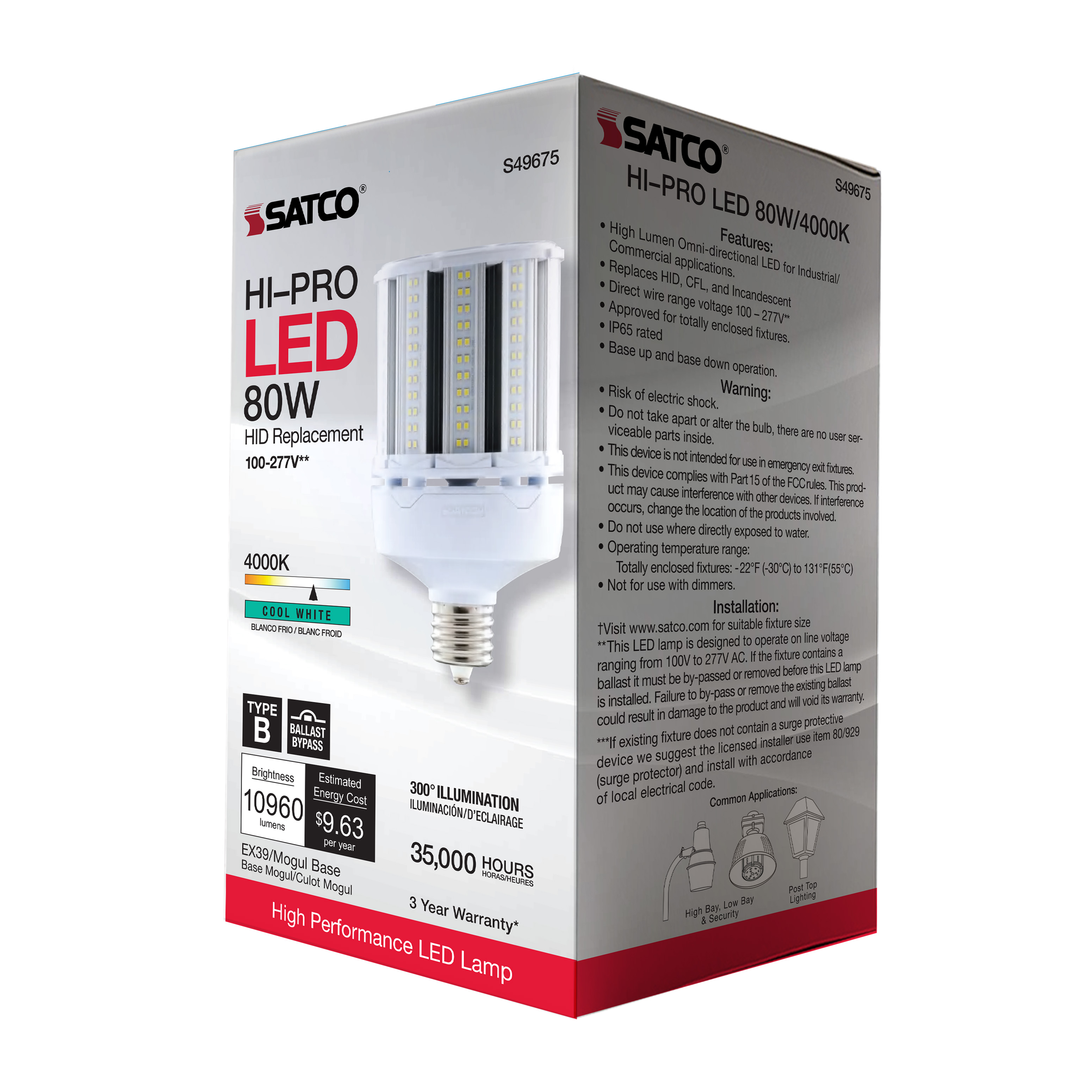 80W/LED/HP/840/100-277V/EX39 - S49675