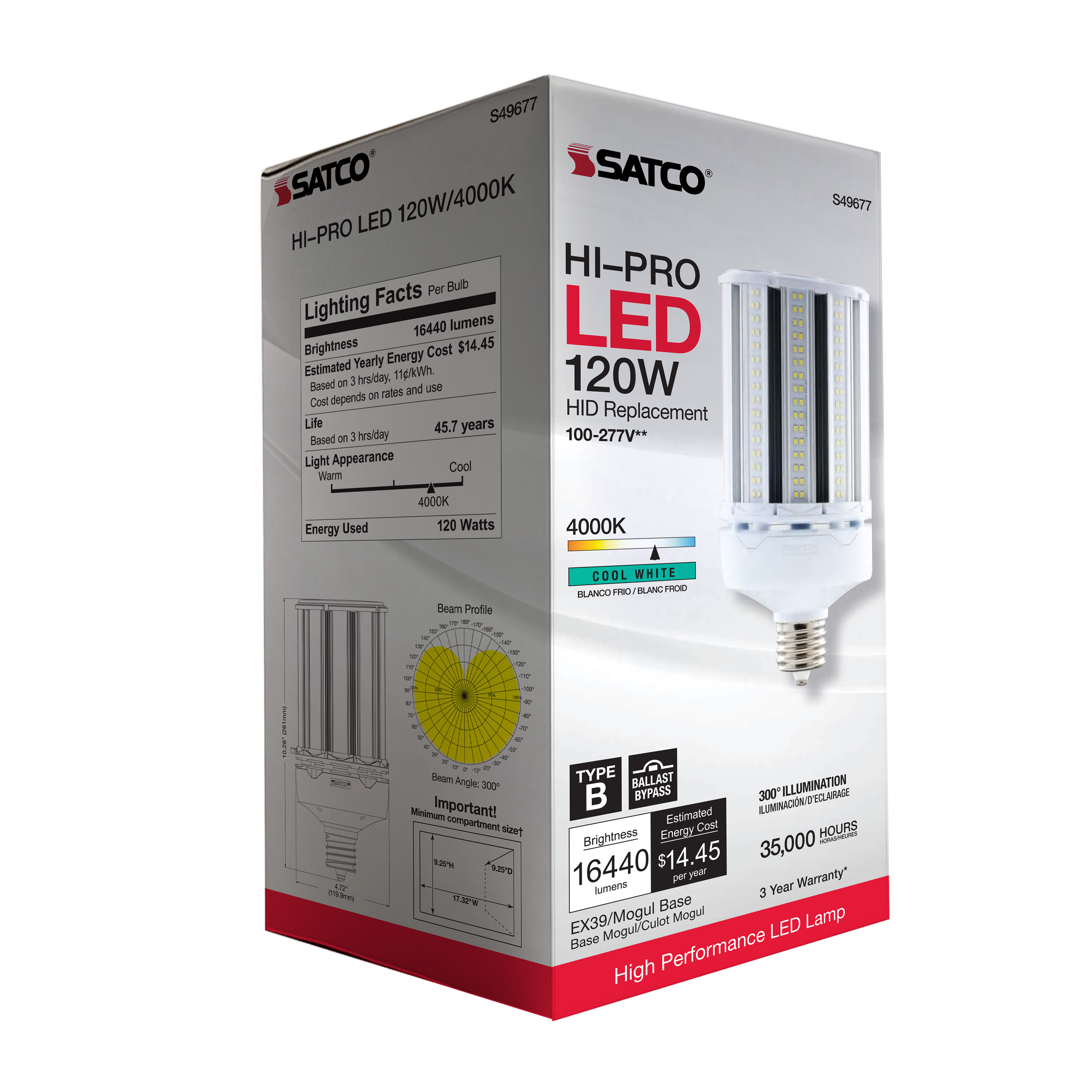 120W/LED/HP/840/100-277V/EX39 - S49677